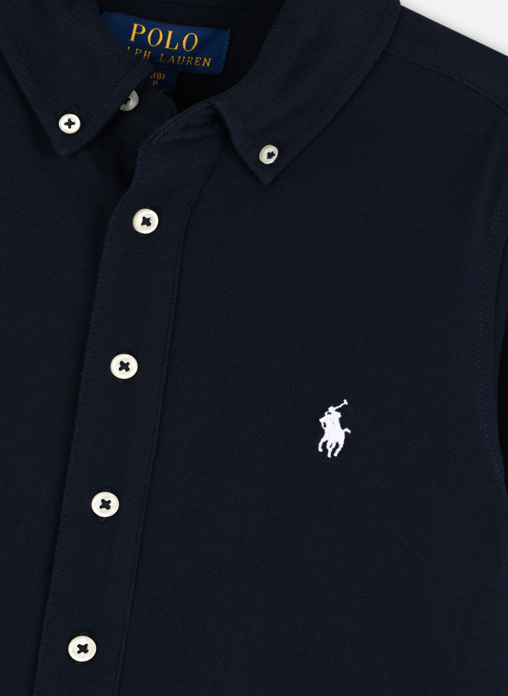 T-shirt a maniche lunghe Chemise en coton piqué ultra léger bambino blu Polo Ralph Lauren T-shirt a maniche lunghe Chemise en coton piqué ultra léger bambino blu Aviator navy