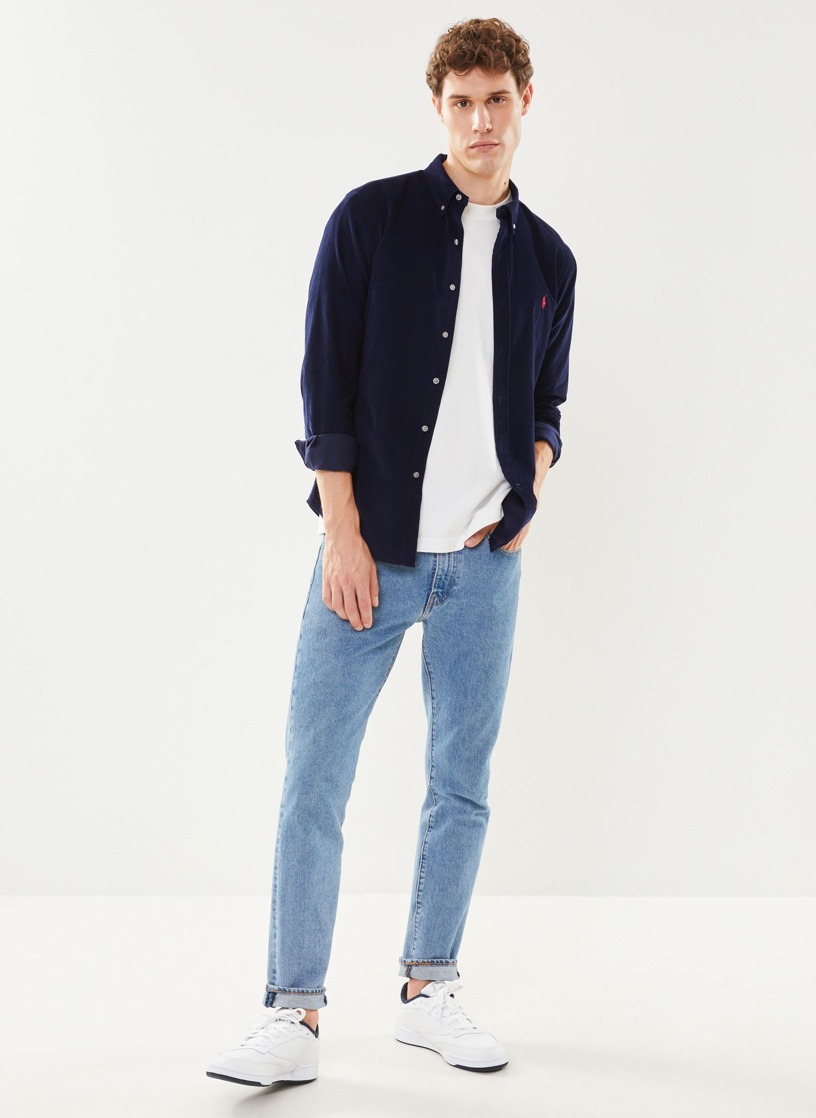 Chemises Chemise slim coton velours milleraies 71 homme bleu Polo Ralph Lauren Chemises Chemise slim coton velours milleraies 71 homme bleu Newport navy
