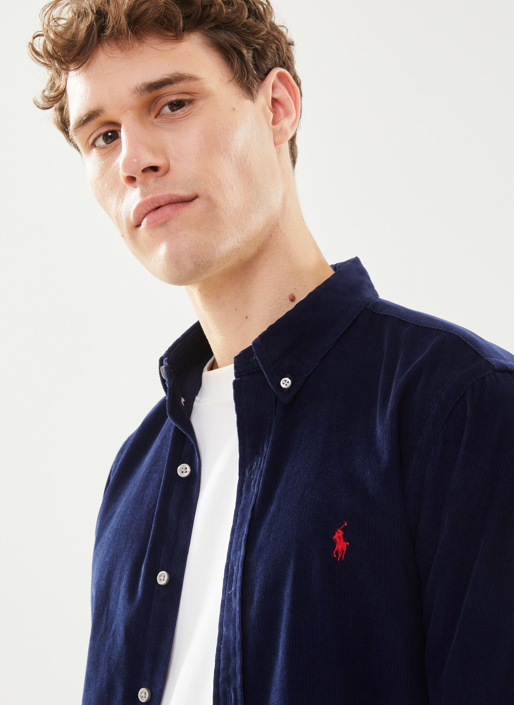 Chemises Chemise slim coton velours milleraies 71 homme bleu Polo Ralph Lauren Chemises Chemise slim coton velours milleraies 71 homme bleu Newport navy