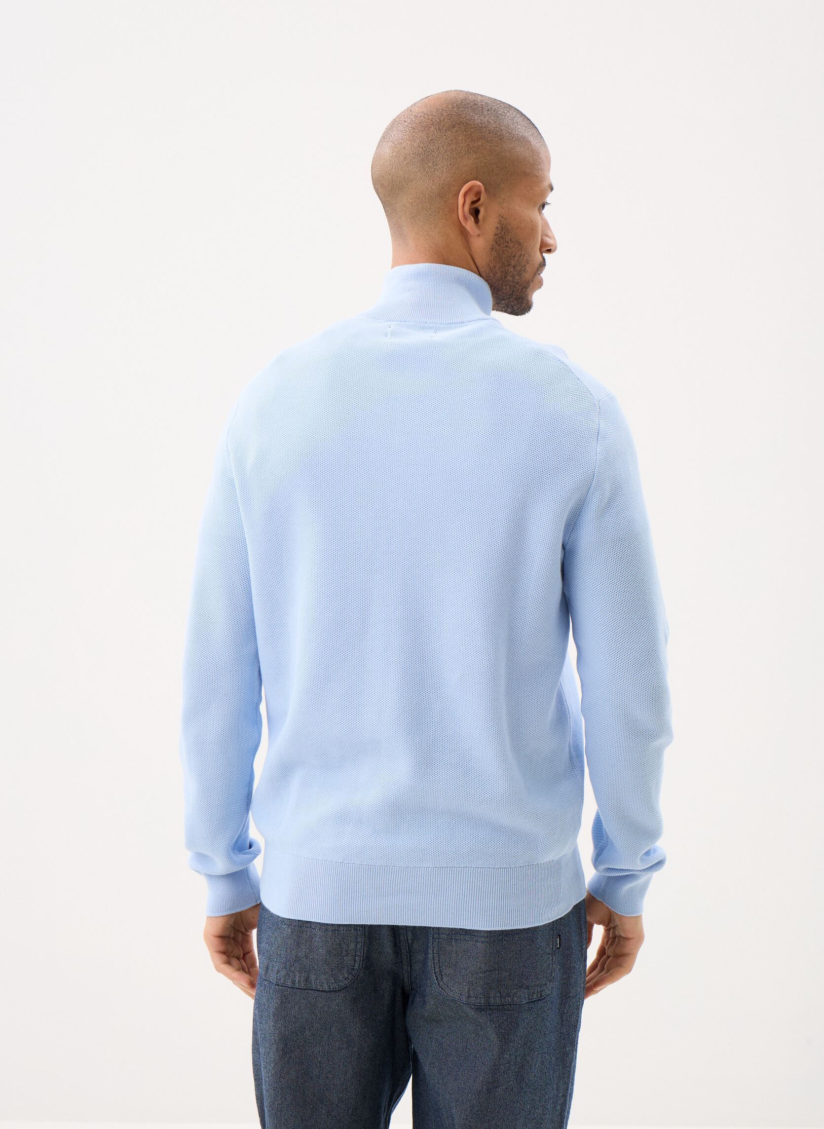 Truien Pull demi-zippé en coton piqué heren blauw Polo Ralph Lauren Truien Pull demi-zippé en coton piqué heren blauw OFFICE BLUE