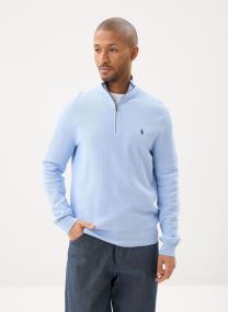 Truien Pull demi-zippé en coton piqué heren blauw