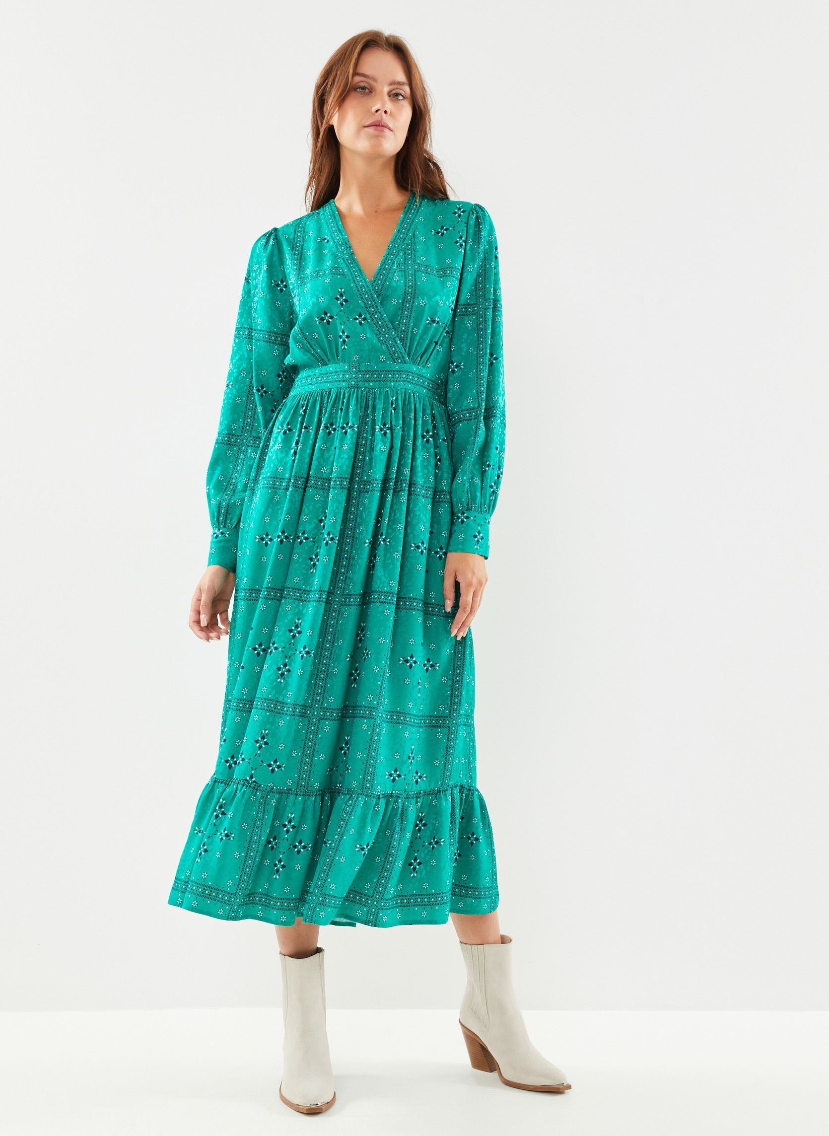 Robe longue en velours vert Esmerald - Hazel Boutique Online Pour Femme