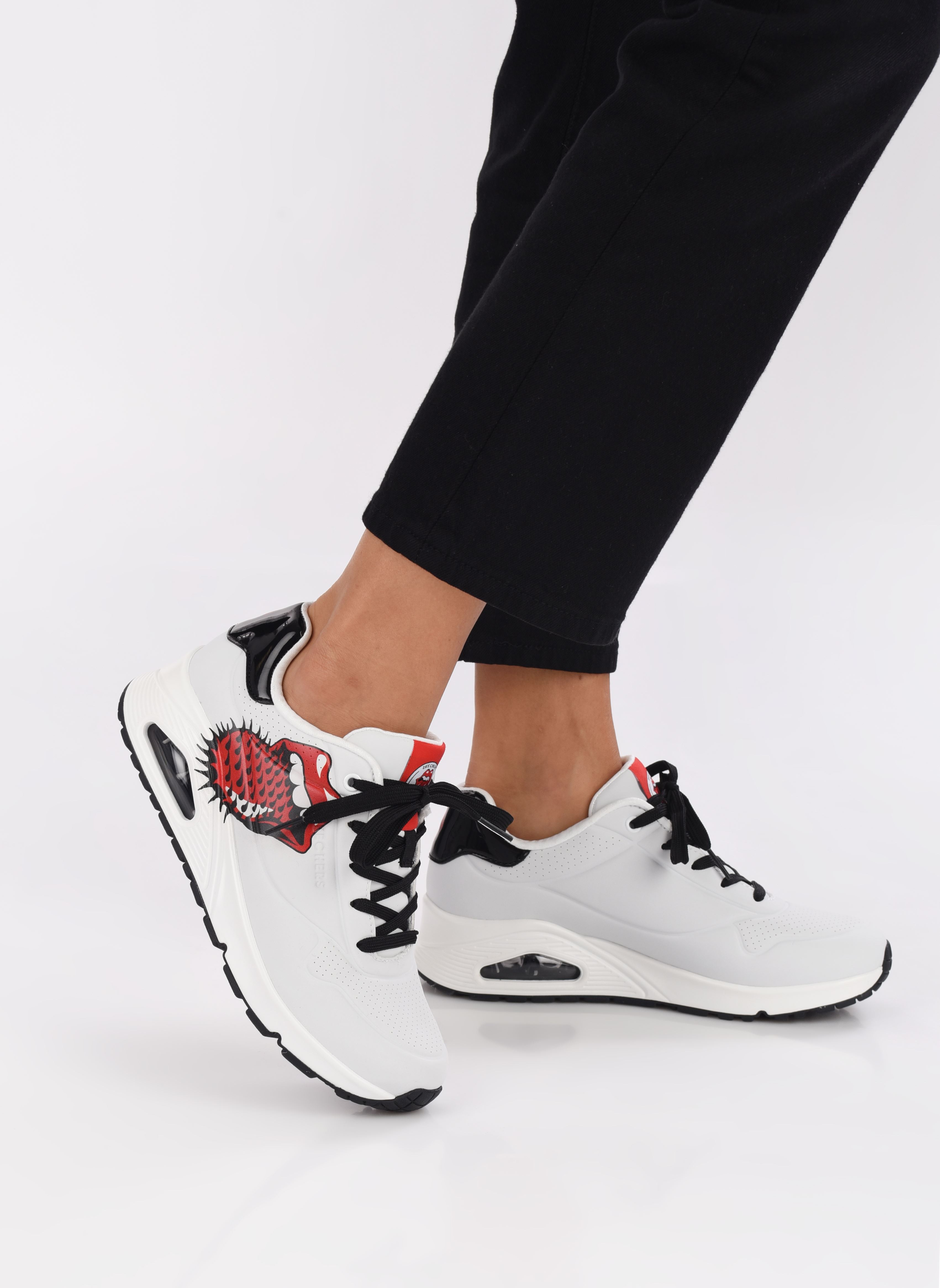 Baskets UNO - ROLLING STONES SINGLE femme blanc Skechers Baskets UNO - ROLLING STONES SINGLE femme blanc WBK