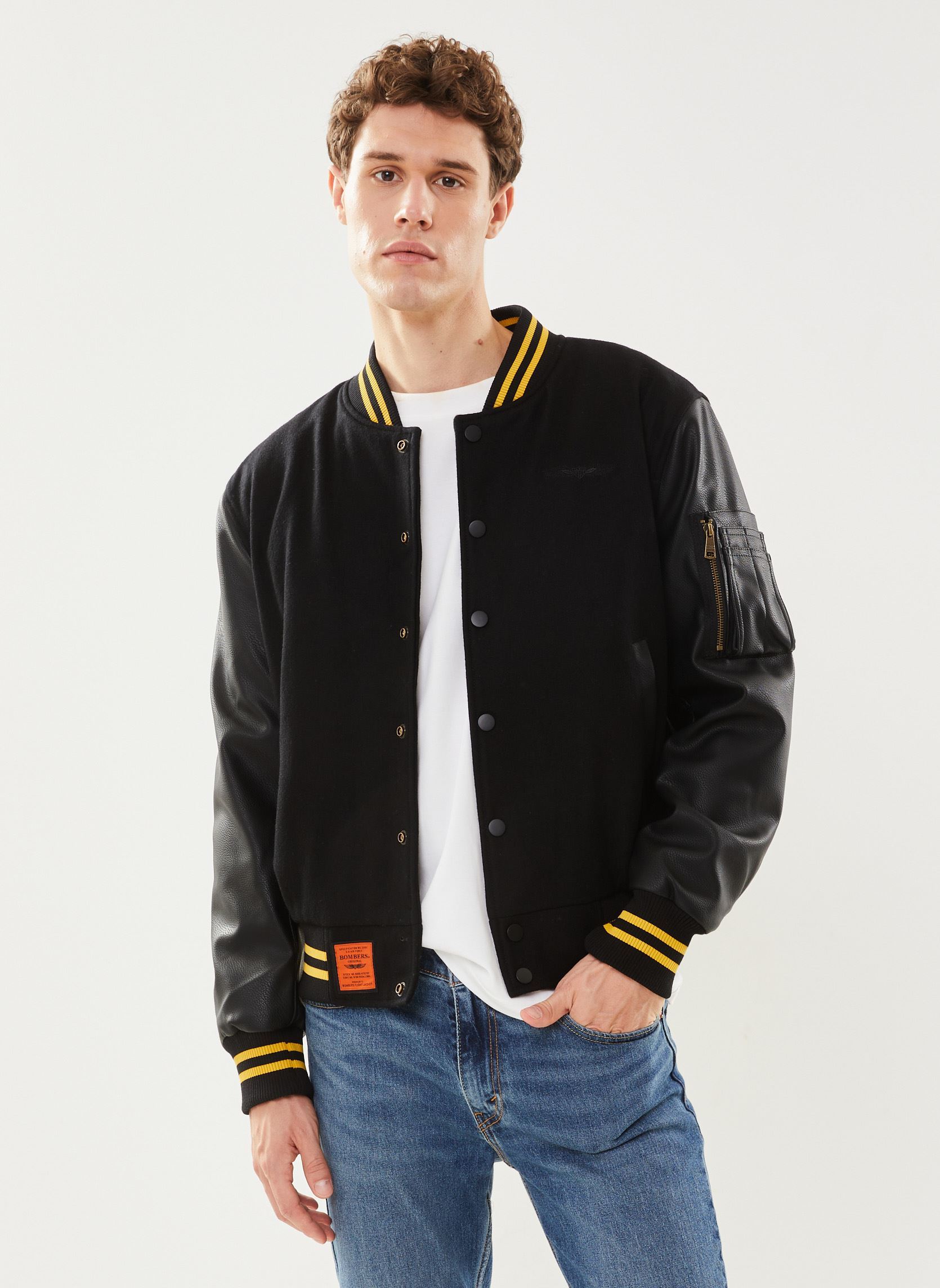 Bomberjacken Letterman Men herren schwarz Bombers Original Bomberjacken Letterman Men herren schwarz BLACK