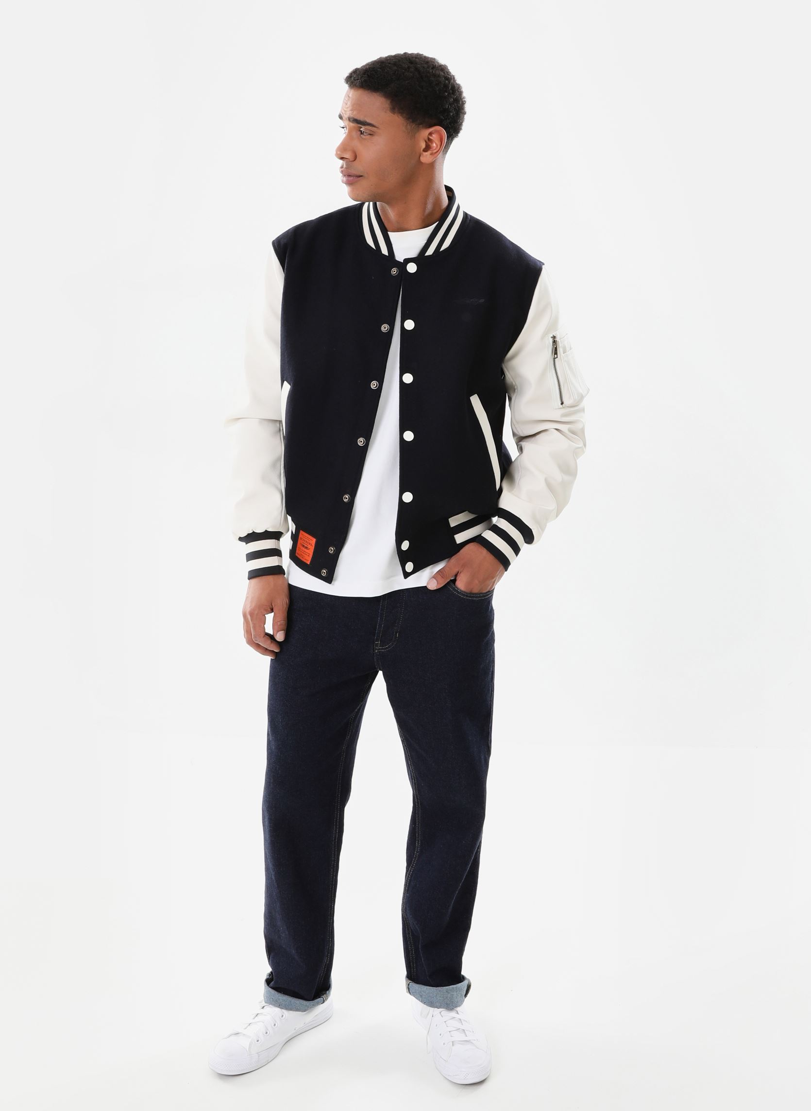 Bomberjacks Letterman Men heren blauw Bombers Original Bomberjacks Letterman Men heren blauw Navy/Creme