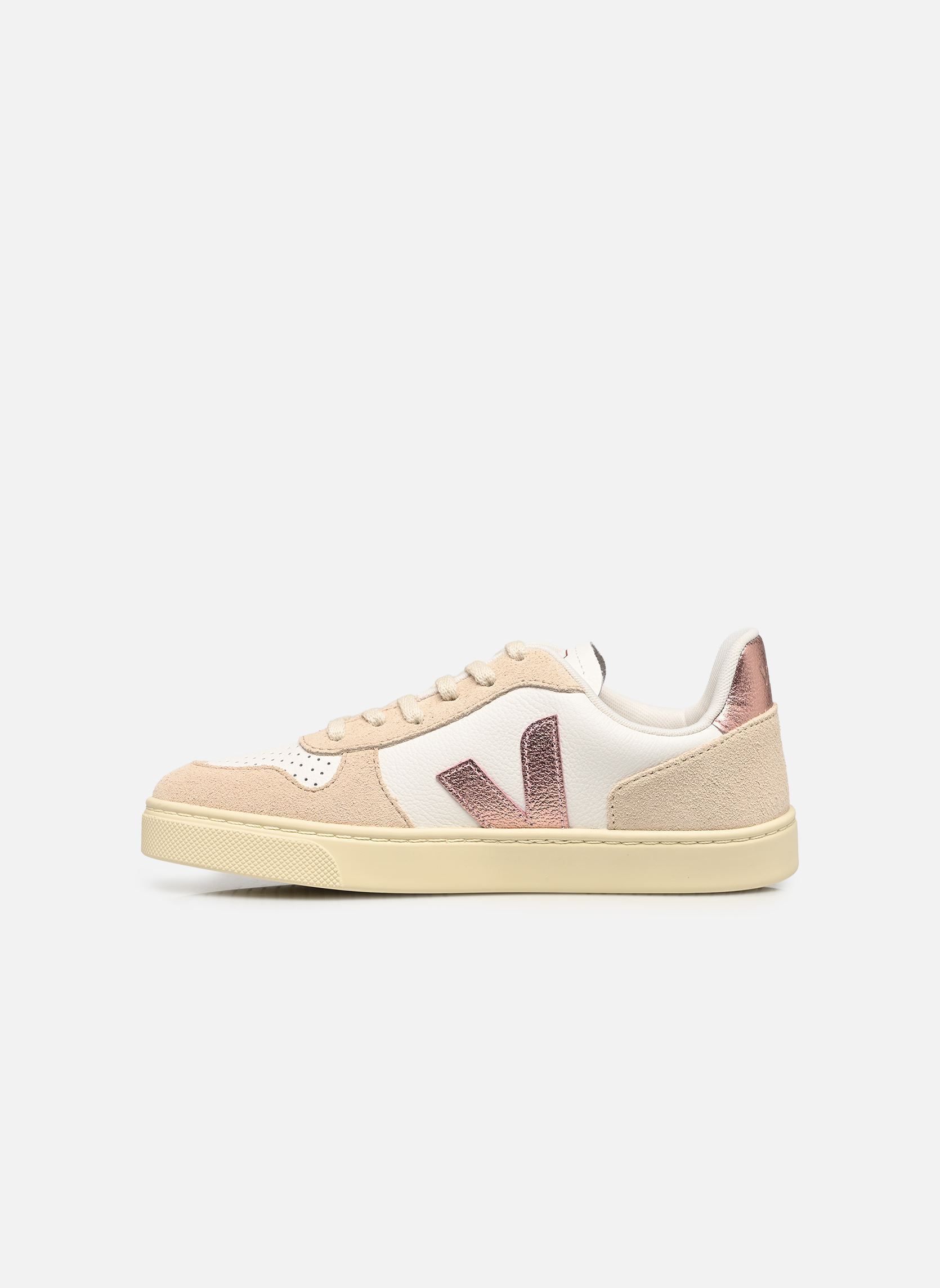 Lage sneakers Small V-10 Laces Chromefree Leather meisjes beige Veja Lage sneakers Small V-10 Laces Chromefree Leather meisjes beige WHITE_NACRE_SABLE