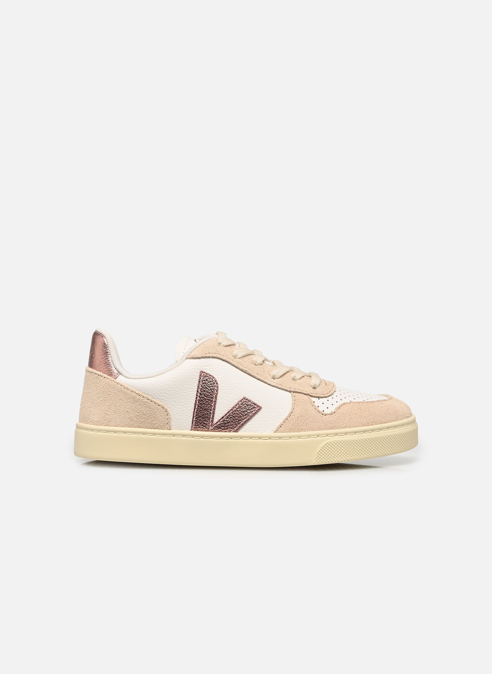 Lage sneakers Small V-10 Laces Chromefree Leather meisjes beige Veja Lage sneakers Small V-10 Laces Chromefree Leather meisjes beige WHITE_NACRE_SABLE