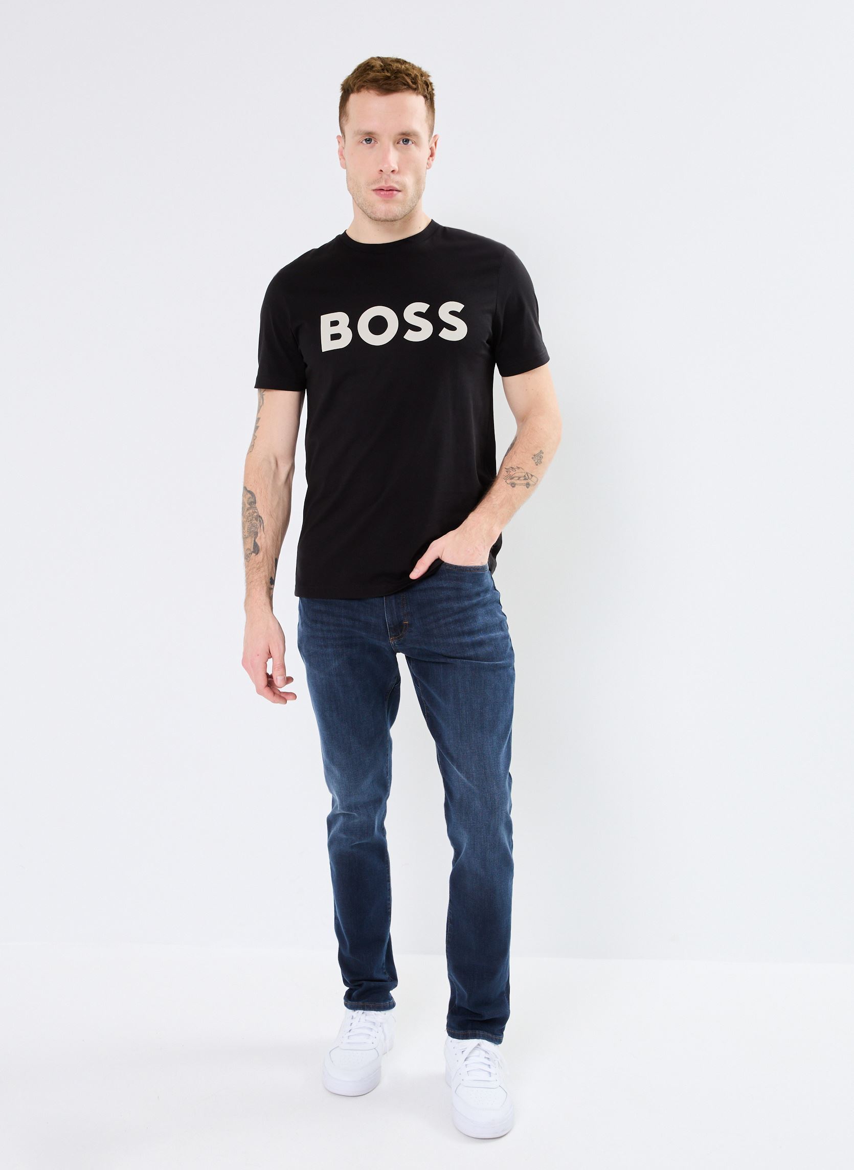 Tee-shirts manches courtes Thinking homme noir BOSS Tee-shirts manches courtes Thinking homme noir 001-BLACK