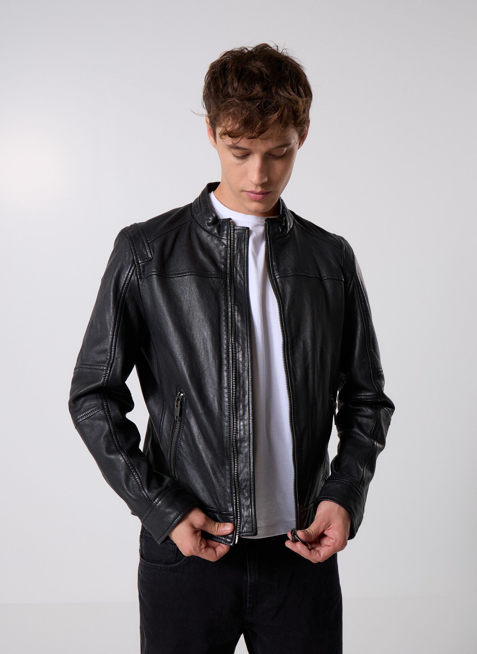 Vestes en cuir VOLGA cuir homme noir Marvin&Co Vestes en cuir VOLGA cuir homme noir Noir