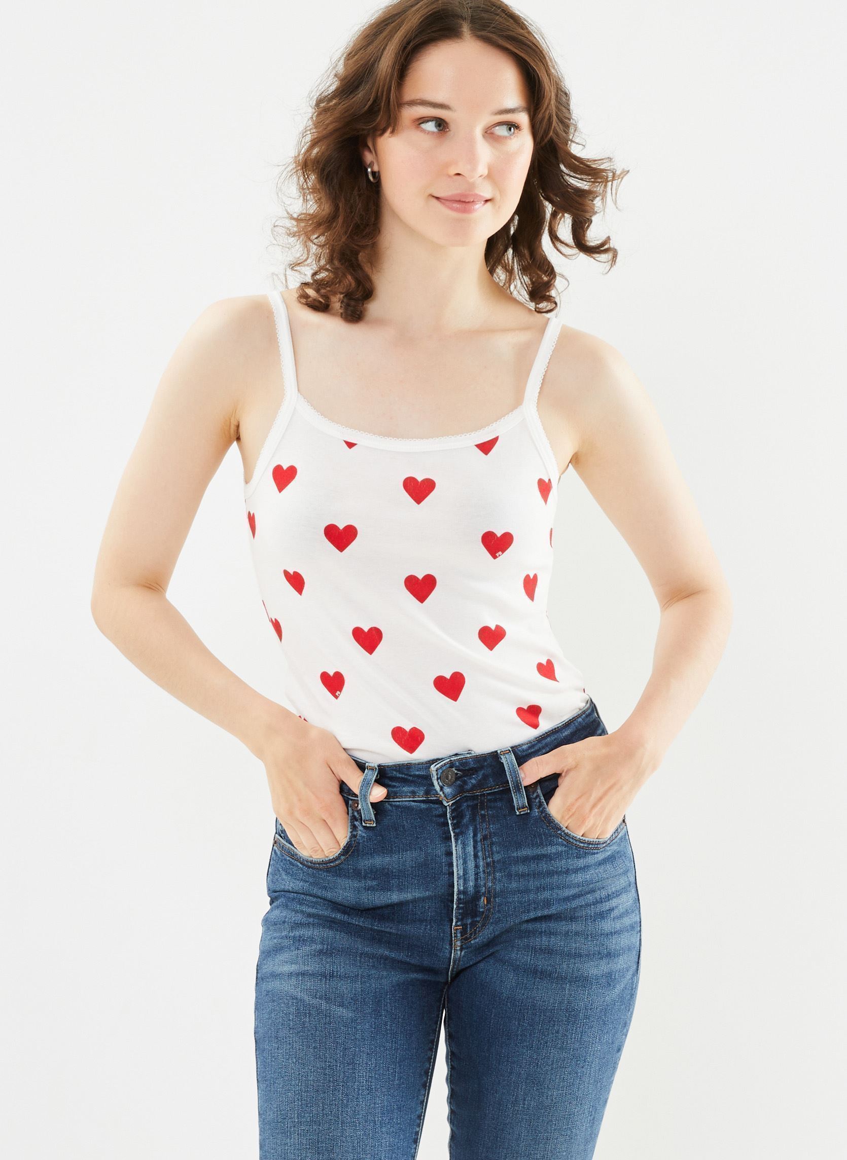 Débardeurs Lot de 2 Chemises à Bretelles Coeur et R femme blanc Petit Bateau Débardeurs Lot de 2 Chemises à Bretelles Coeur et R femme blanc VARIANTE 1