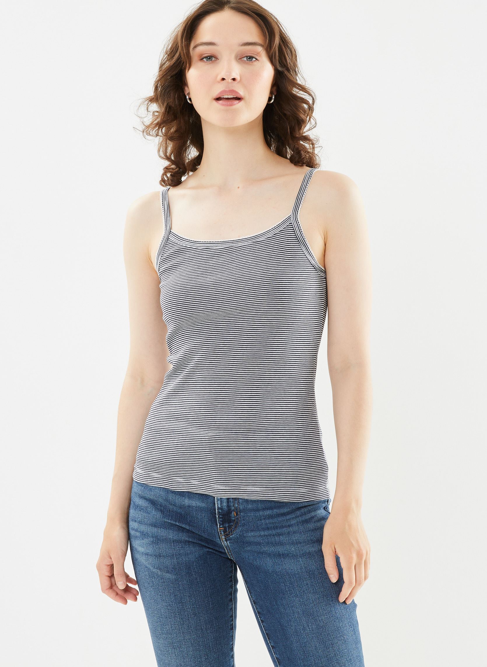 Débardeurs Lot de 2 Chemises à Bretelles Coeur et R femme blanc Petit Bateau Débardeurs Lot de 2 Chemises à Bretelles Coeur et R femme blanc VARIANTE 1