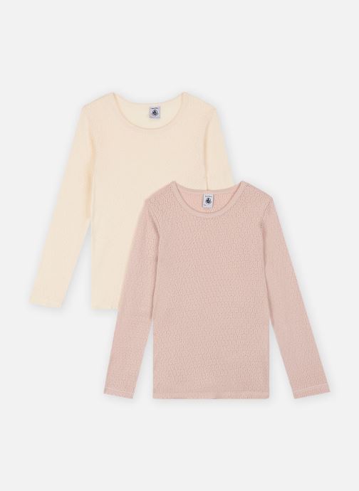 Petit Bateau - Lot De 2 T-Shirts Manches Longues Fille En Coton - Col Rond Et Finitions Picots