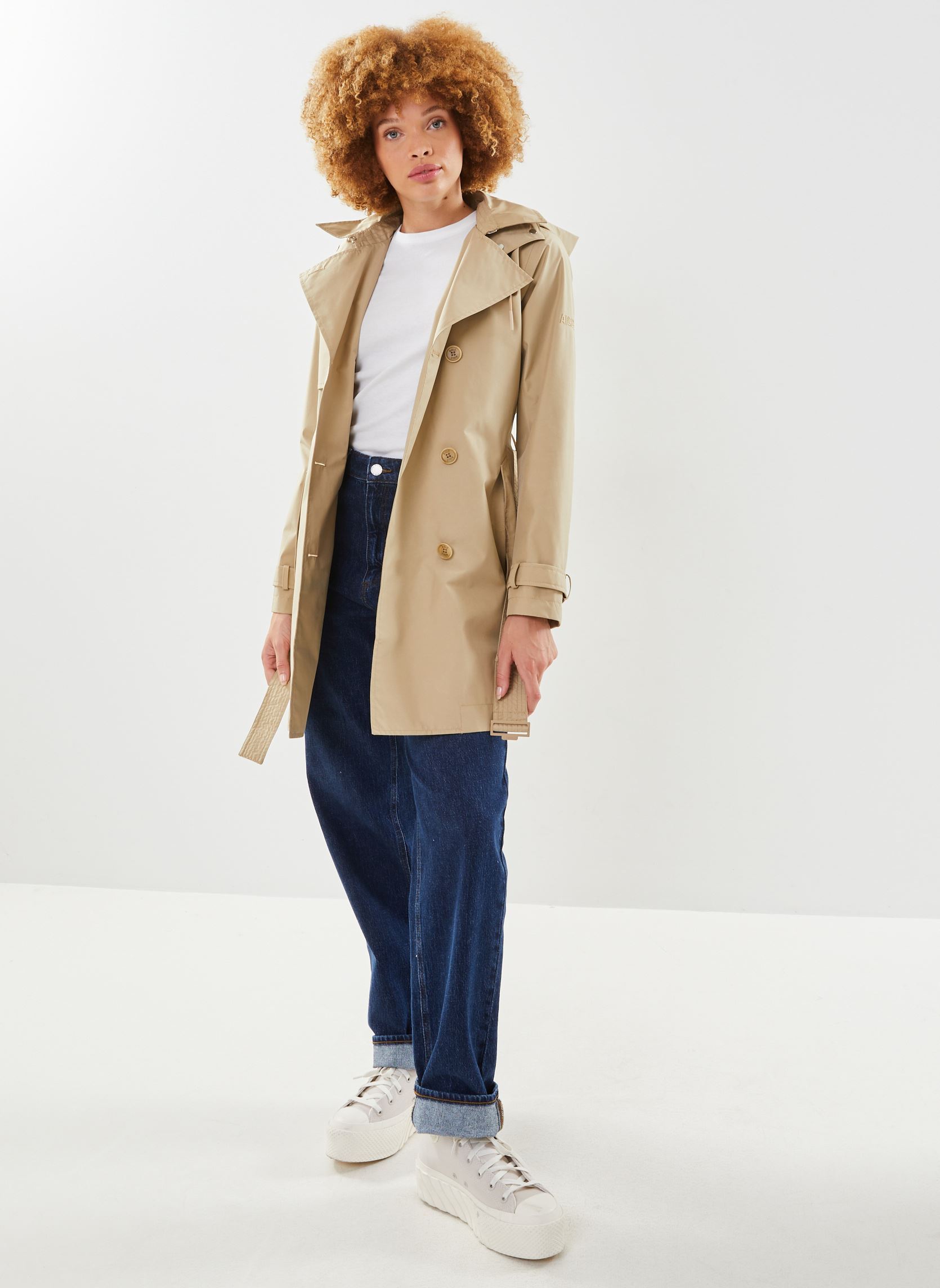 Trench-coats Trench mi-long iconique en Gore-Tex® femme beige Aigle Trench-coats Trench mi-long iconique en Gore-Tex® femme beige OSIER