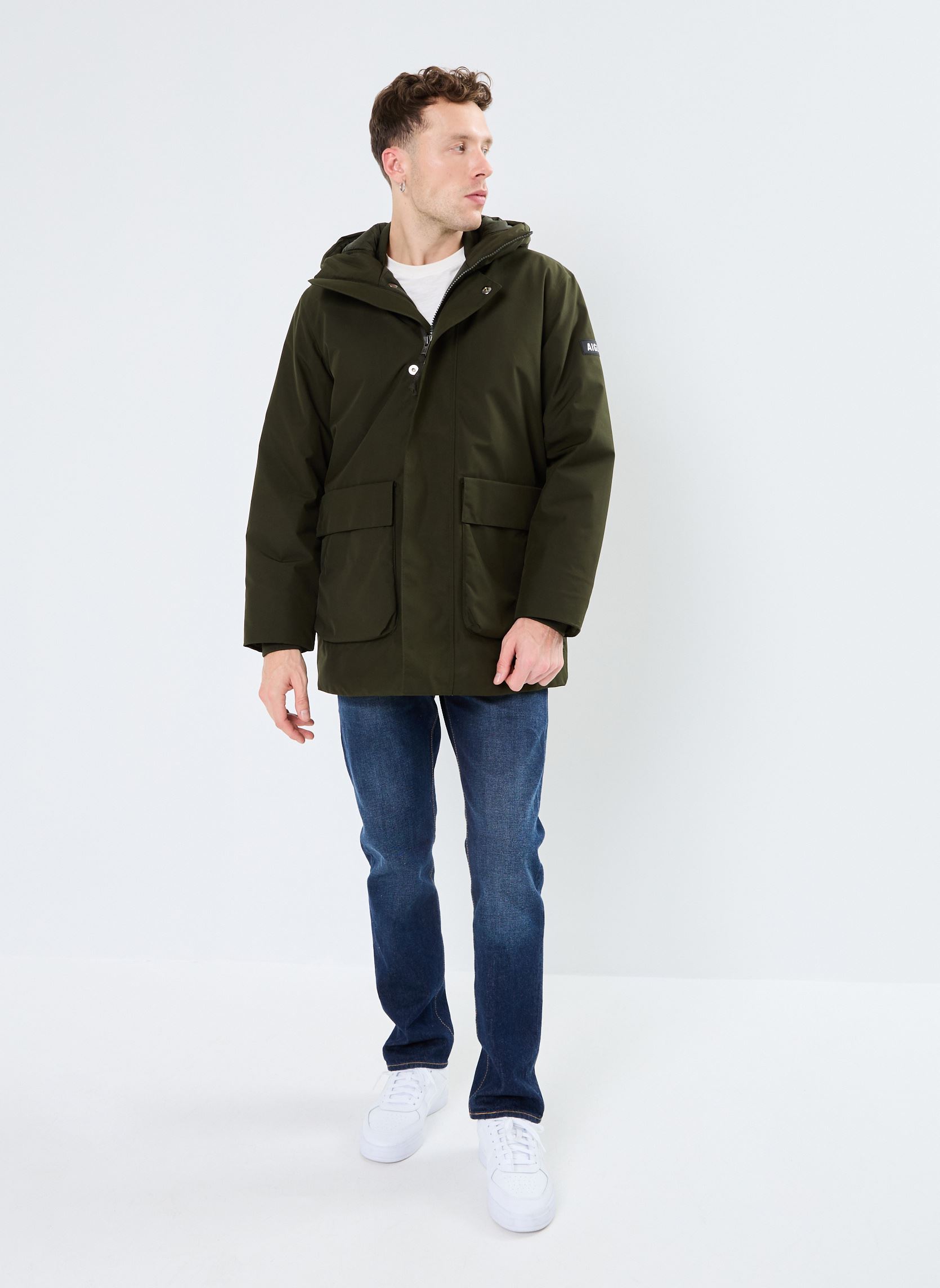Parkas Parka longue Gore-Tex® à capuche - Très homme vert Aigle Parkas Parka longue Gore-Tex® à capuche - Très homme vert ALGUE