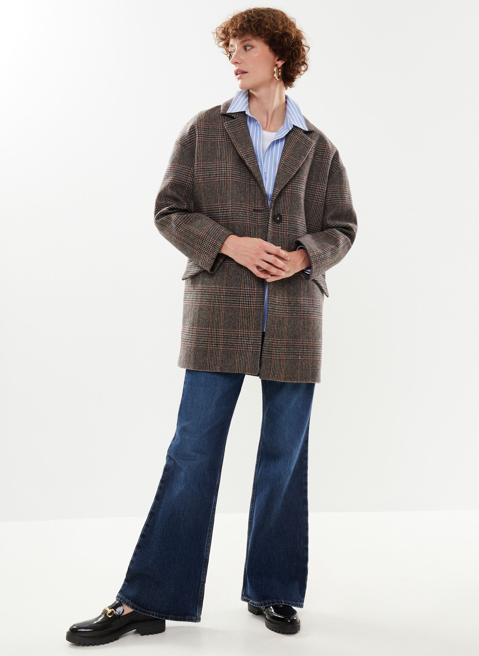 Manteaux classiques VOLTERRA laine femme gris Georgia Rose Manteaux classiques VOLTERRA laine femme gris CARREAUX