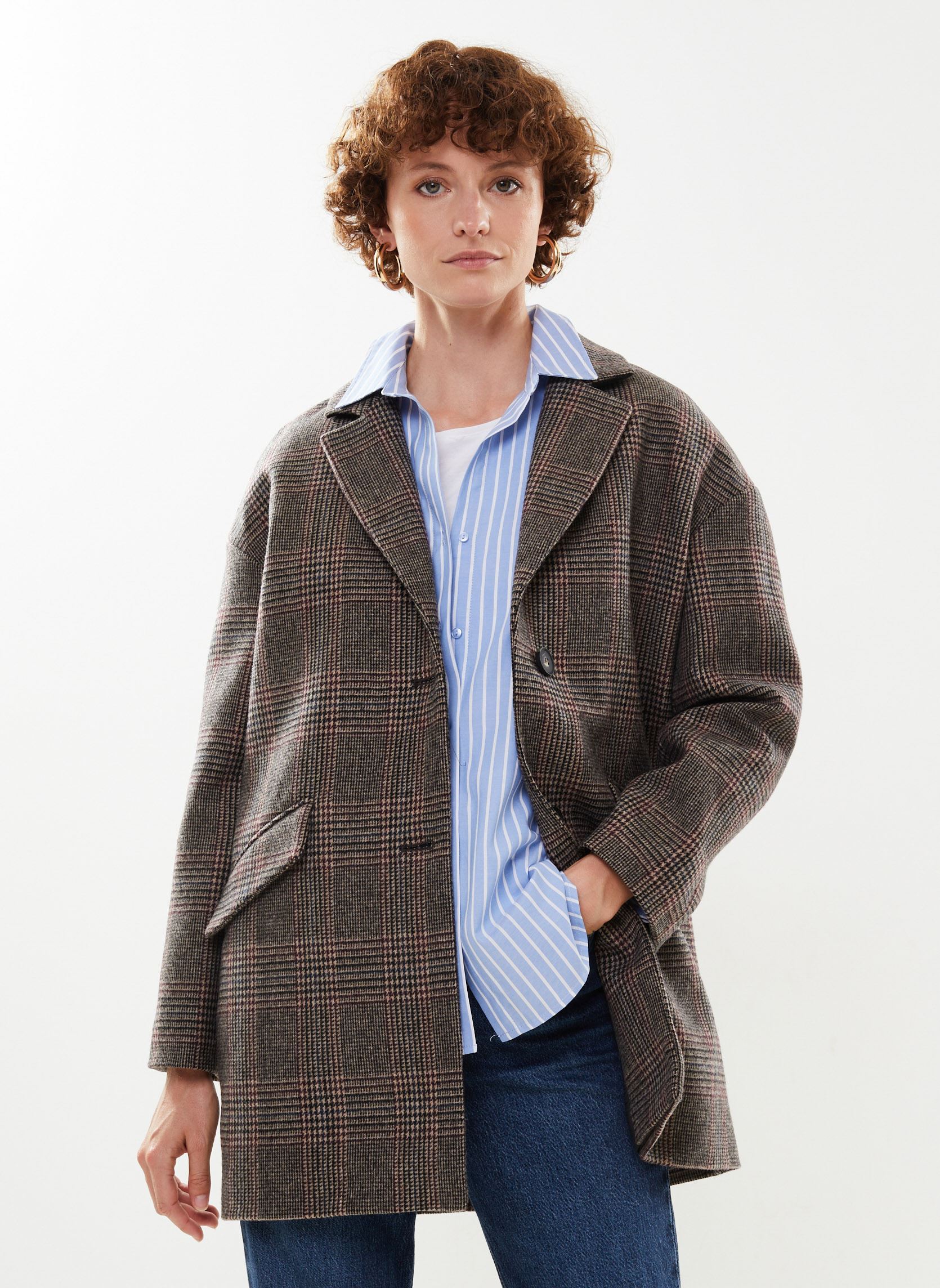 Manteaux classiques VOLTERRA laine femme gris Georgia Rose Manteaux classiques VOLTERRA laine femme gris CARREAUX