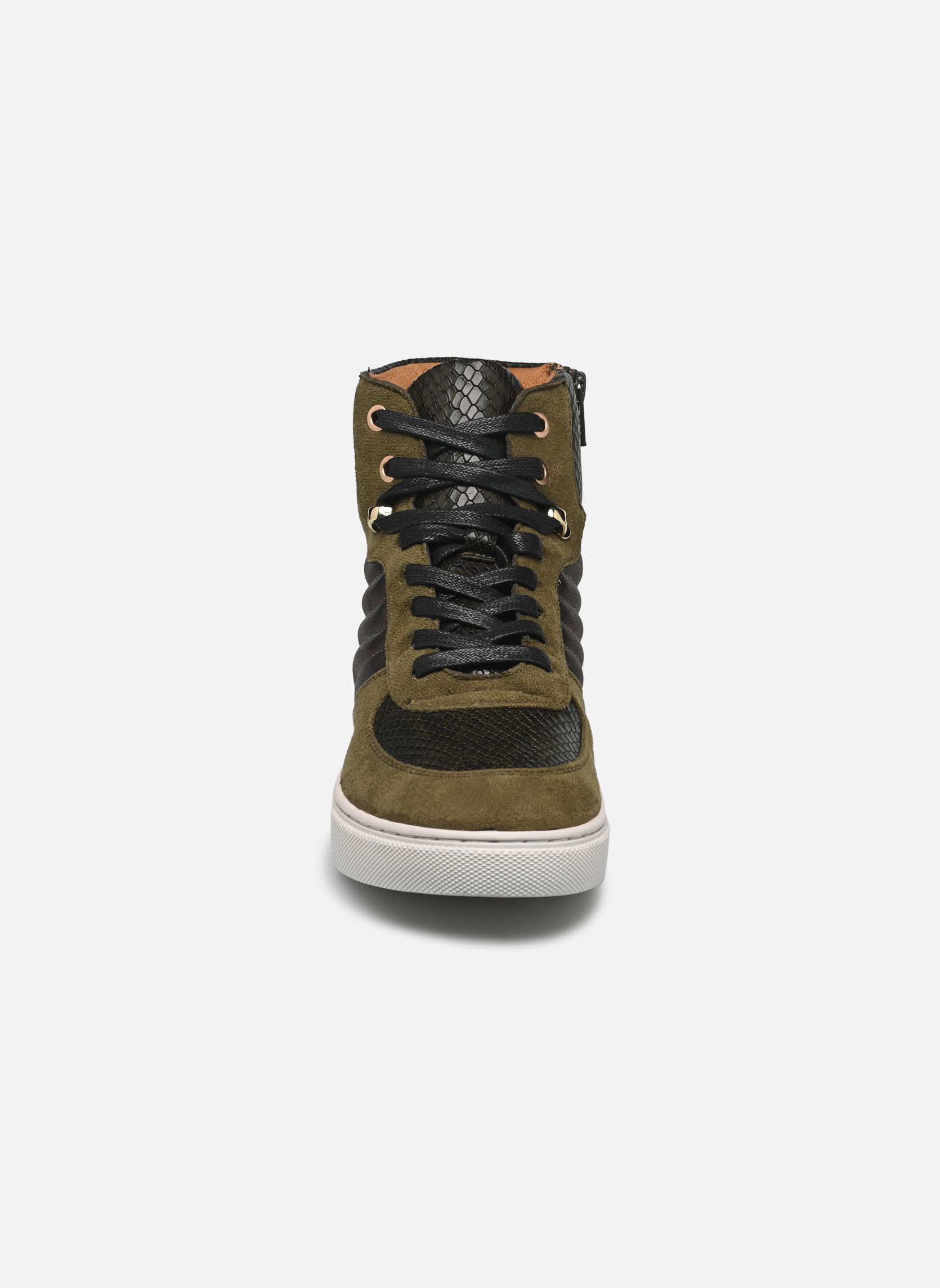 Hoge sneakers QL4750 dames groen Divine Factory Hoge sneakers QL4750 dames groen Kaki 2