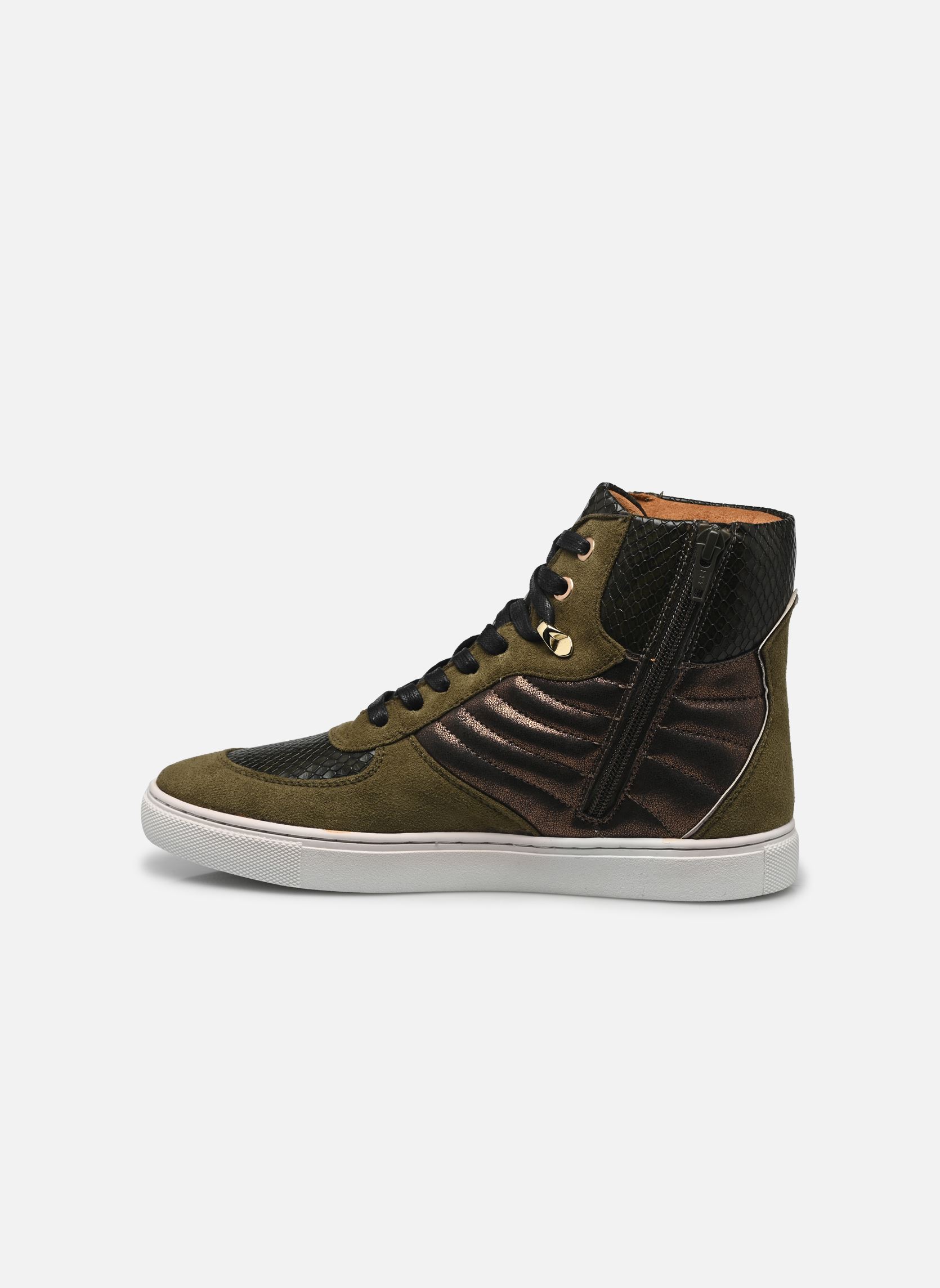 Hoge sneakers QL4750 dames groen Divine Factory Hoge sneakers QL4750 dames groen Kaki 2