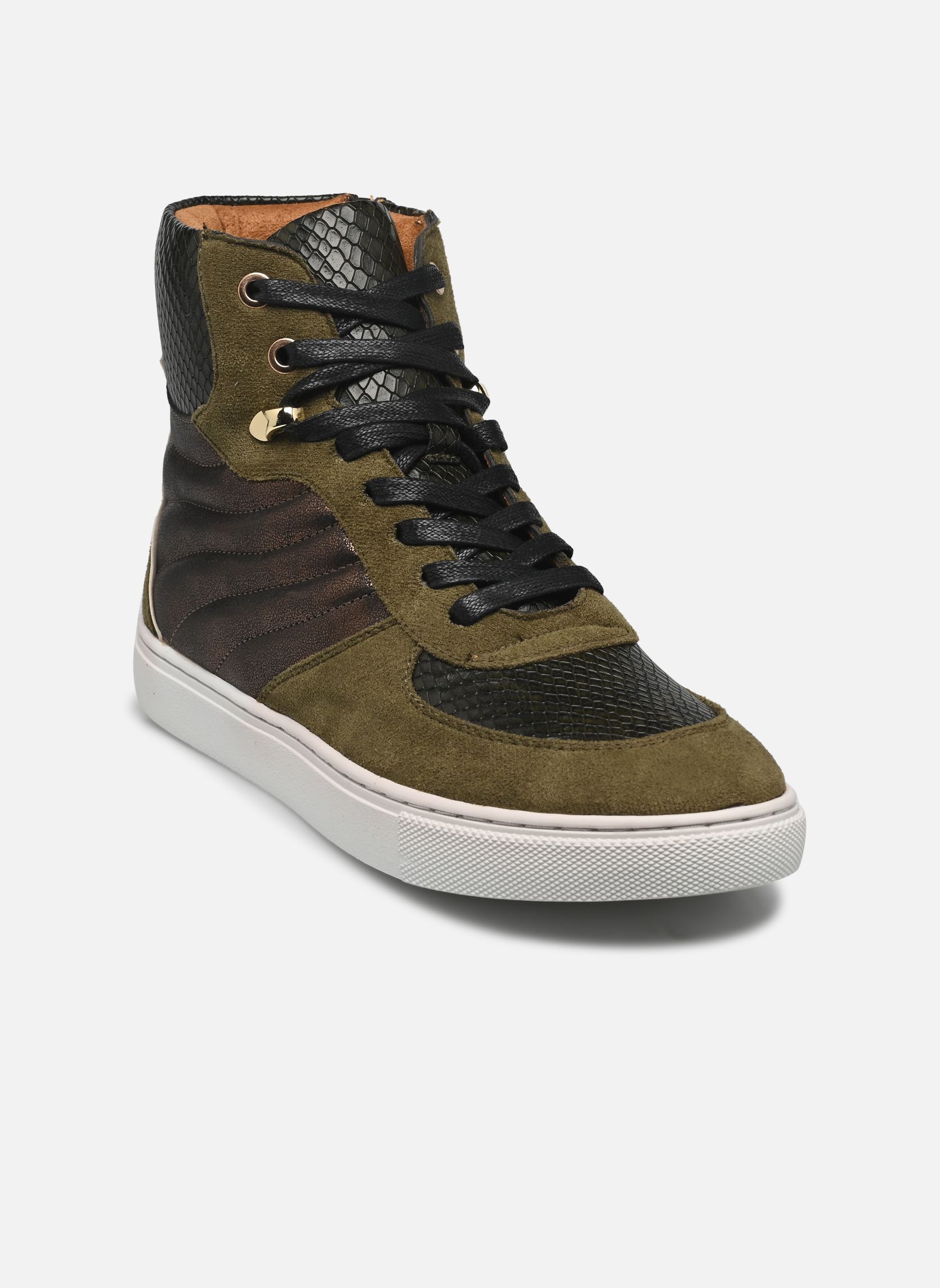 Hoge sneakers QL4750 dames groen Divine Factory Hoge sneakers QL4750 dames groen Kaki 2