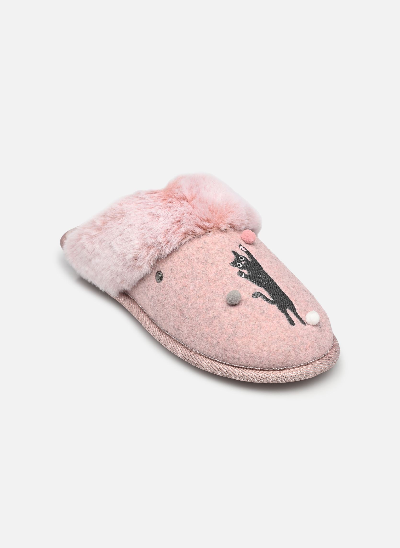 Chaussons Mule plate - Feutrine - Chat Fantasie femme rose Isotoner Chaussons Mule plate - Feutrine - Chat Fantasie femme rose Rose chine