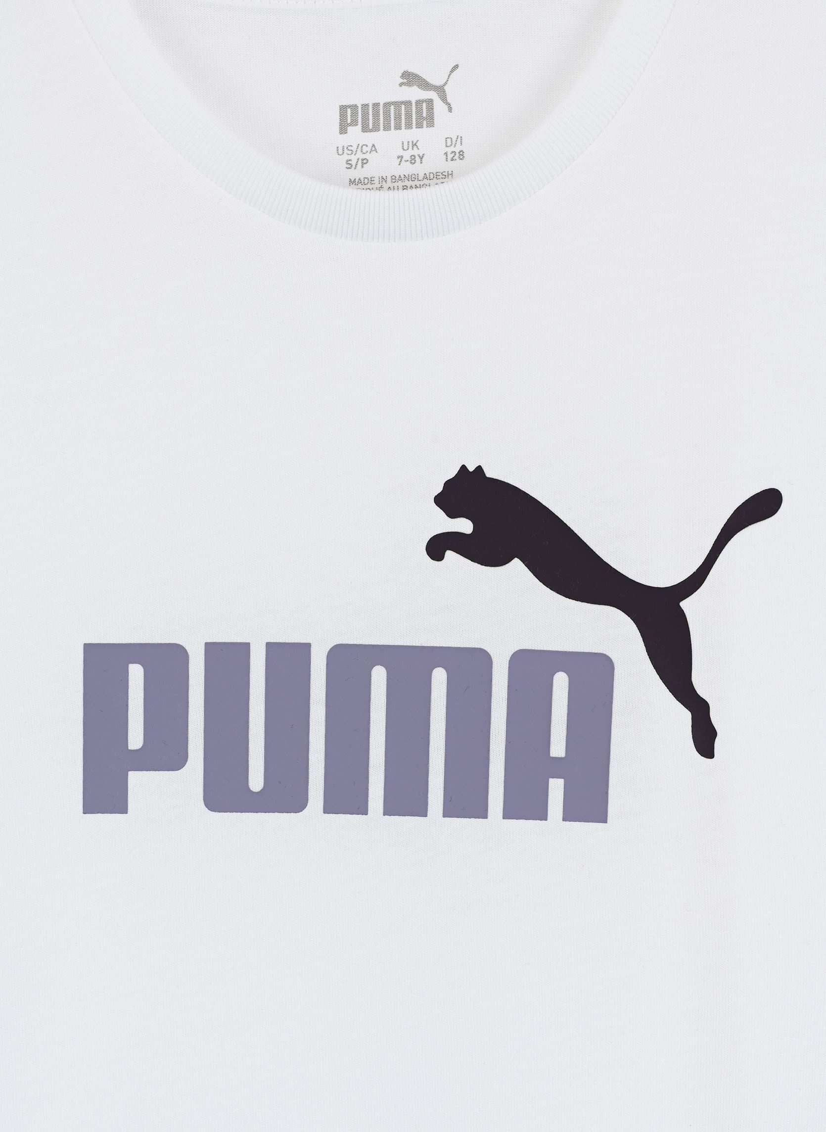 Tee-shirts manches courtes Girls Logo Cropped Tee fille multicolore Puma Tee-shirts manches courtes Girls Logo Cropped Tee fille multicolore PUMA WHITE-PALE PLUM