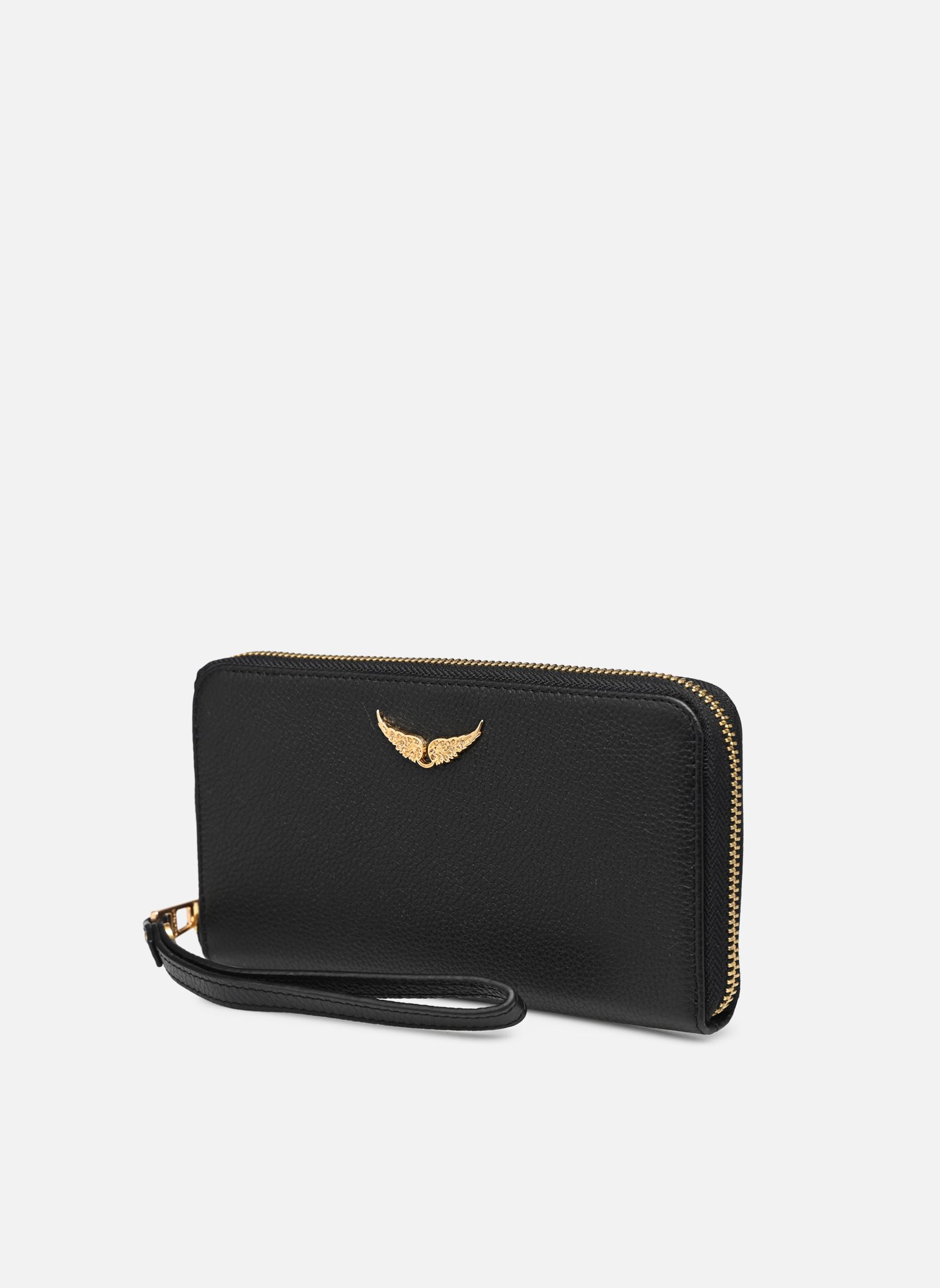 Portefeuilles Compagnon Grained Leather femme noir Zadig & Voltaire Portefeuilles Compagnon Grained Leather femme noir Noir Gold