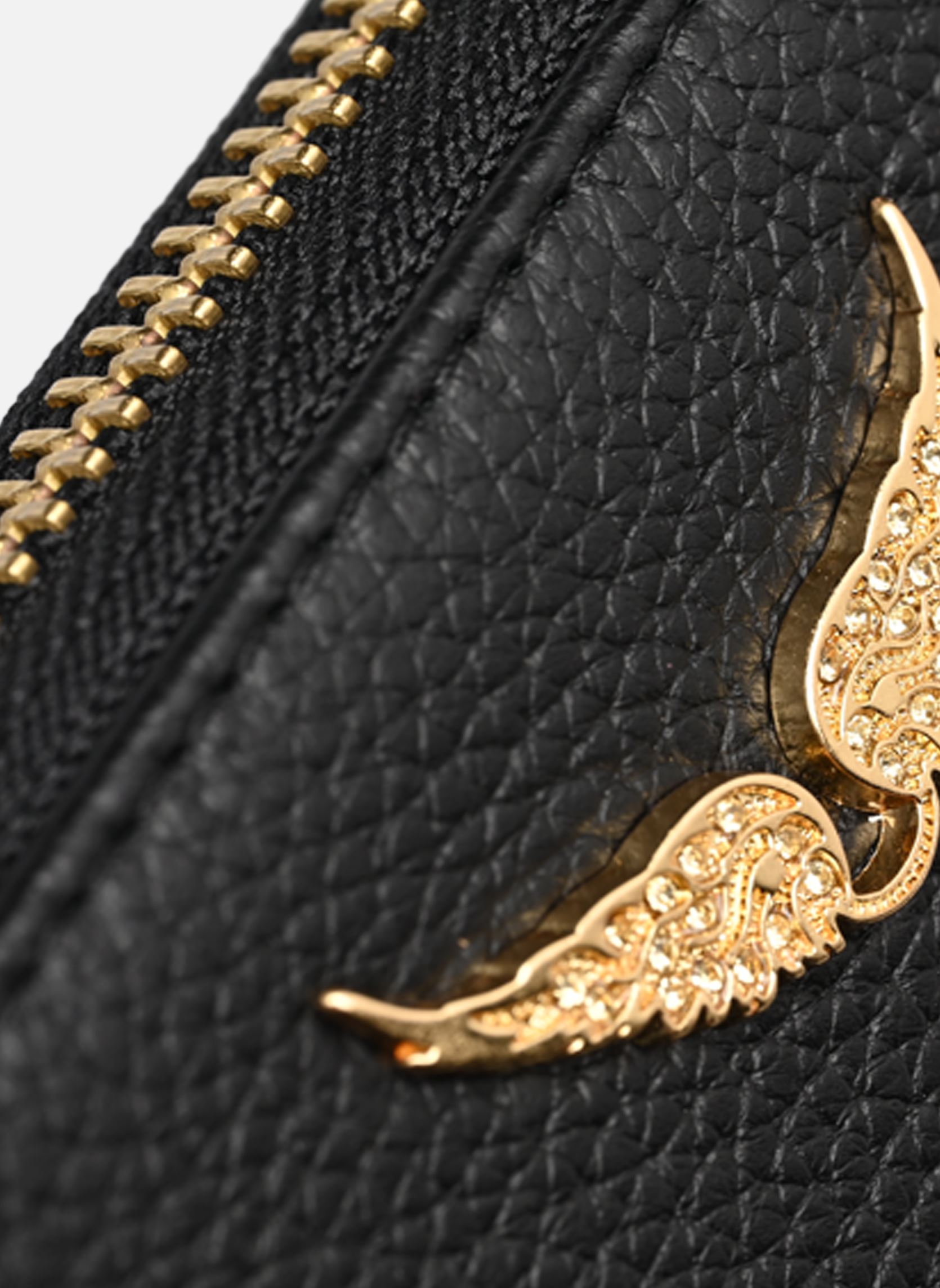 Portefeuilles Compagnon Grained Leather femme noir Zadig & Voltaire Portefeuilles Compagnon Grained Leather femme noir Noir Gold