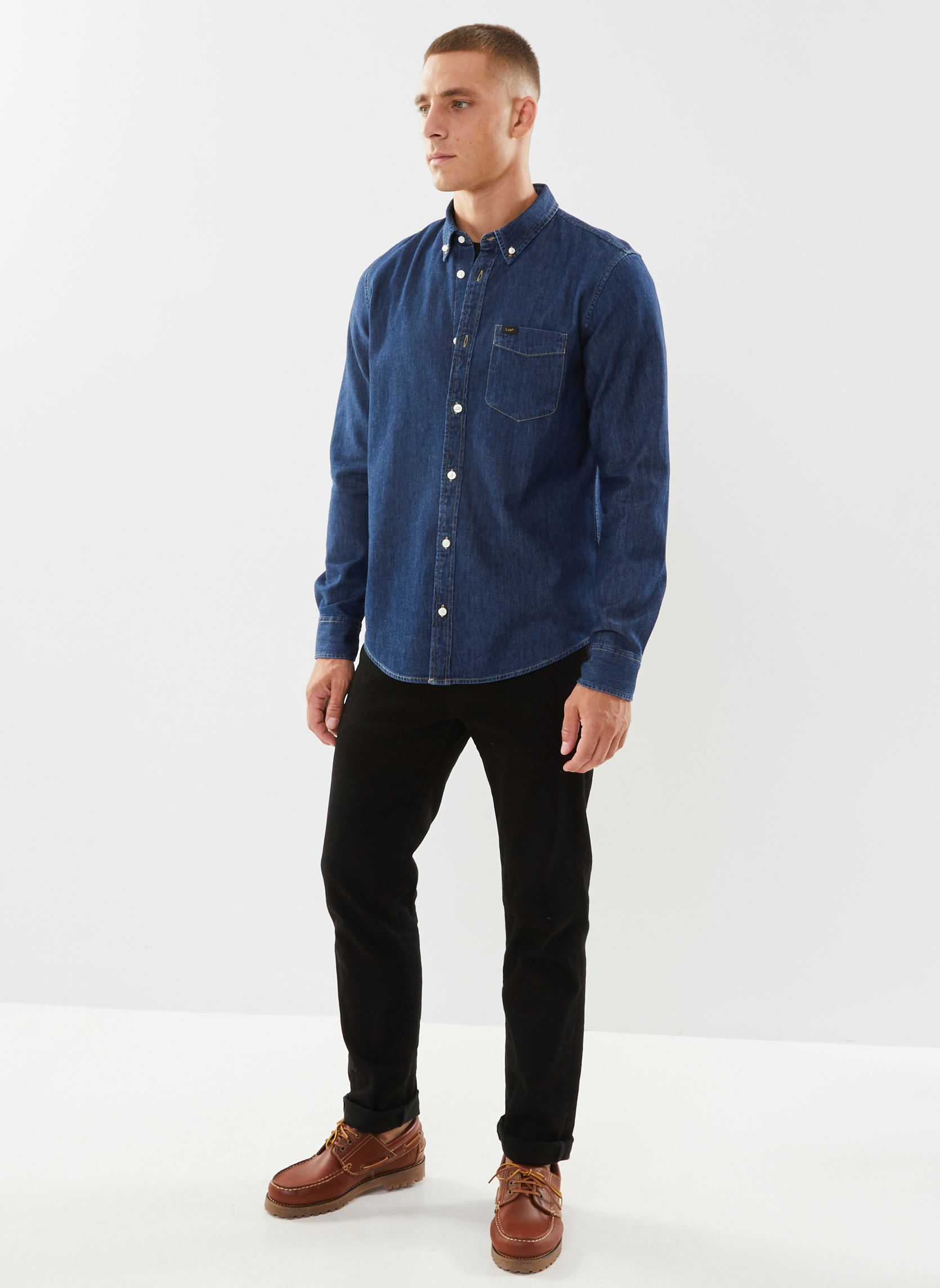 Hemden LEE BUTTON DOWN heren blauw Lee Hemden LEE BUTTON DOWN heren blauw MID STONE