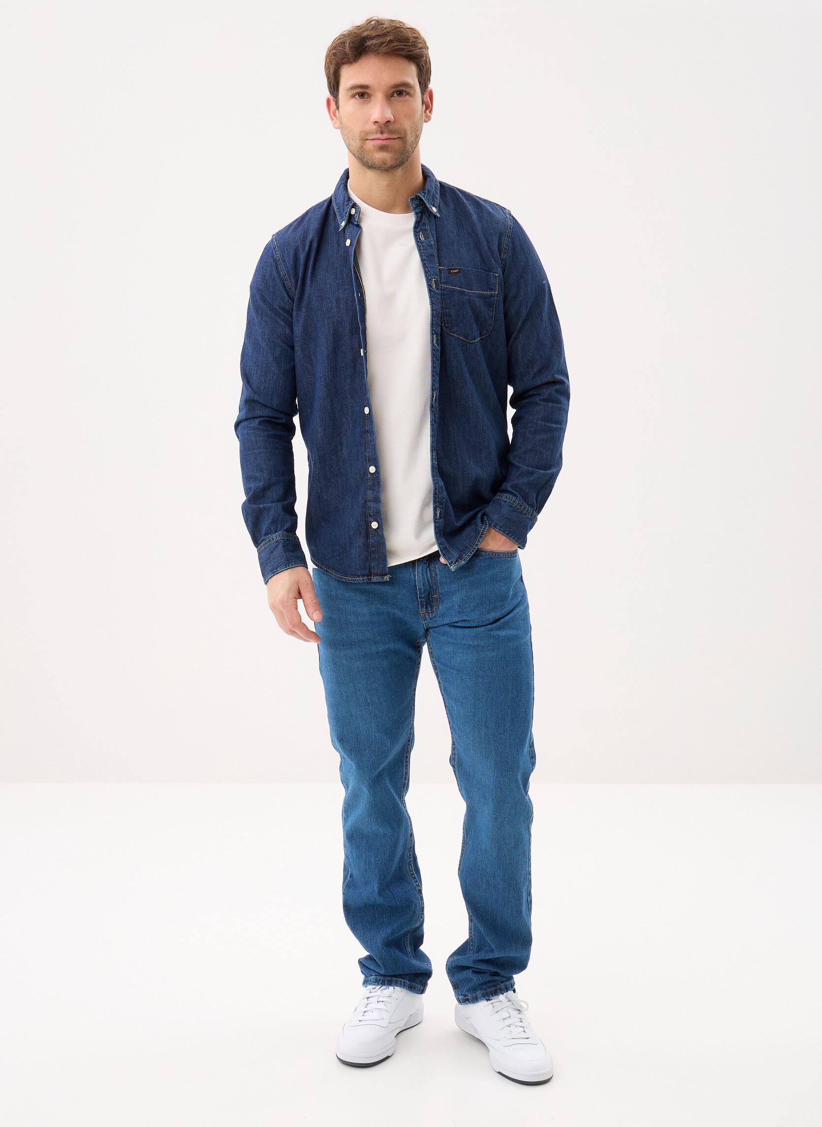 Hemden LEE BUTTON DOWN heren blauw Lee Hemden LEE BUTTON DOWN heren blauw RINSE