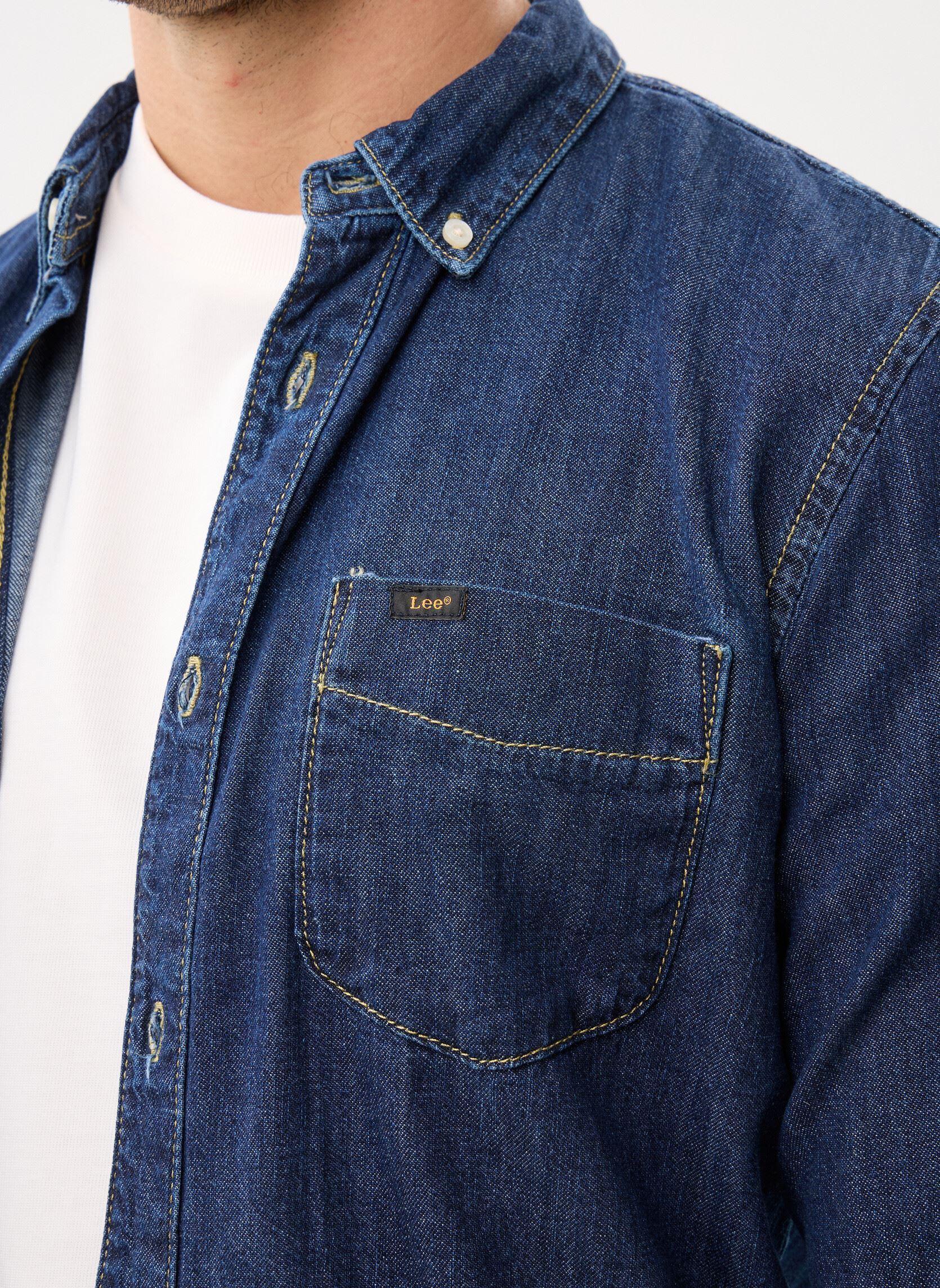 Hemden LEE BUTTON DOWN heren blauw Lee Hemden LEE BUTTON DOWN heren blauw RINSE
