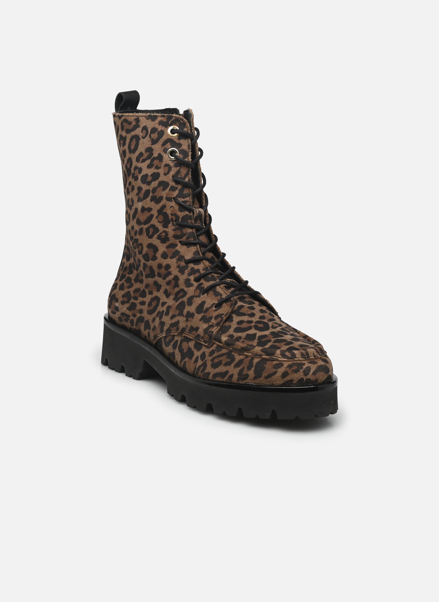 Veterlaarsjes FIDELO dames bruin JB Martin Veterlaarsjes FIDELO dames bruin CROUTE VELOURS LEOPARD