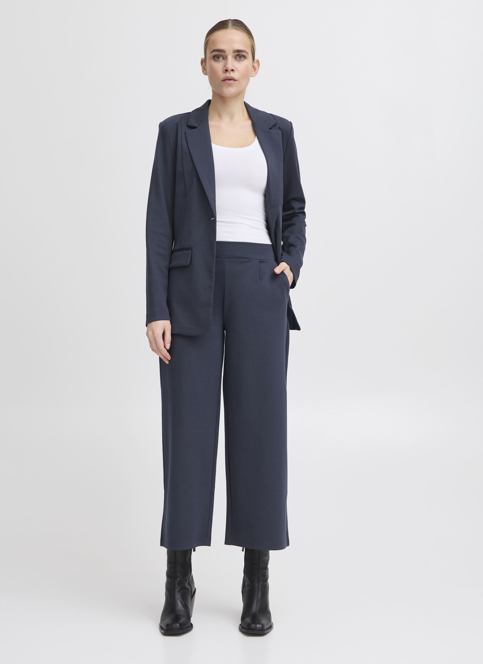 Weite Hosen Ihkate Sus Wide Pa damen blau Ichi Weite Hosen Ihkate Sus Wide Pa damen blau Total Eclipse