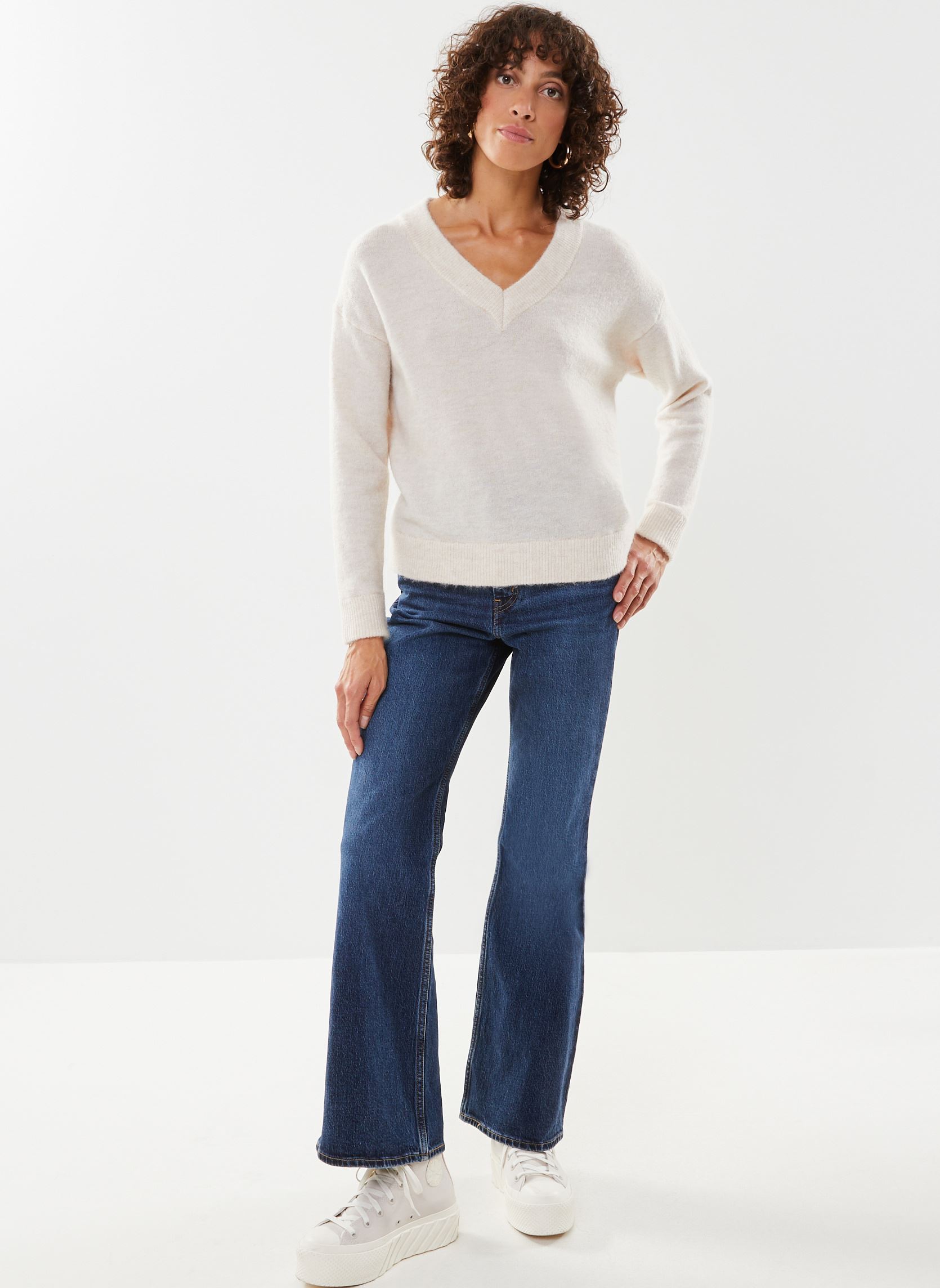Truien Slfmaline Ls Knit V-Neck Noos dames beige Selected Femme Truien Slfmaline Ls Knit V-Neck Noos dames beige BIRCH