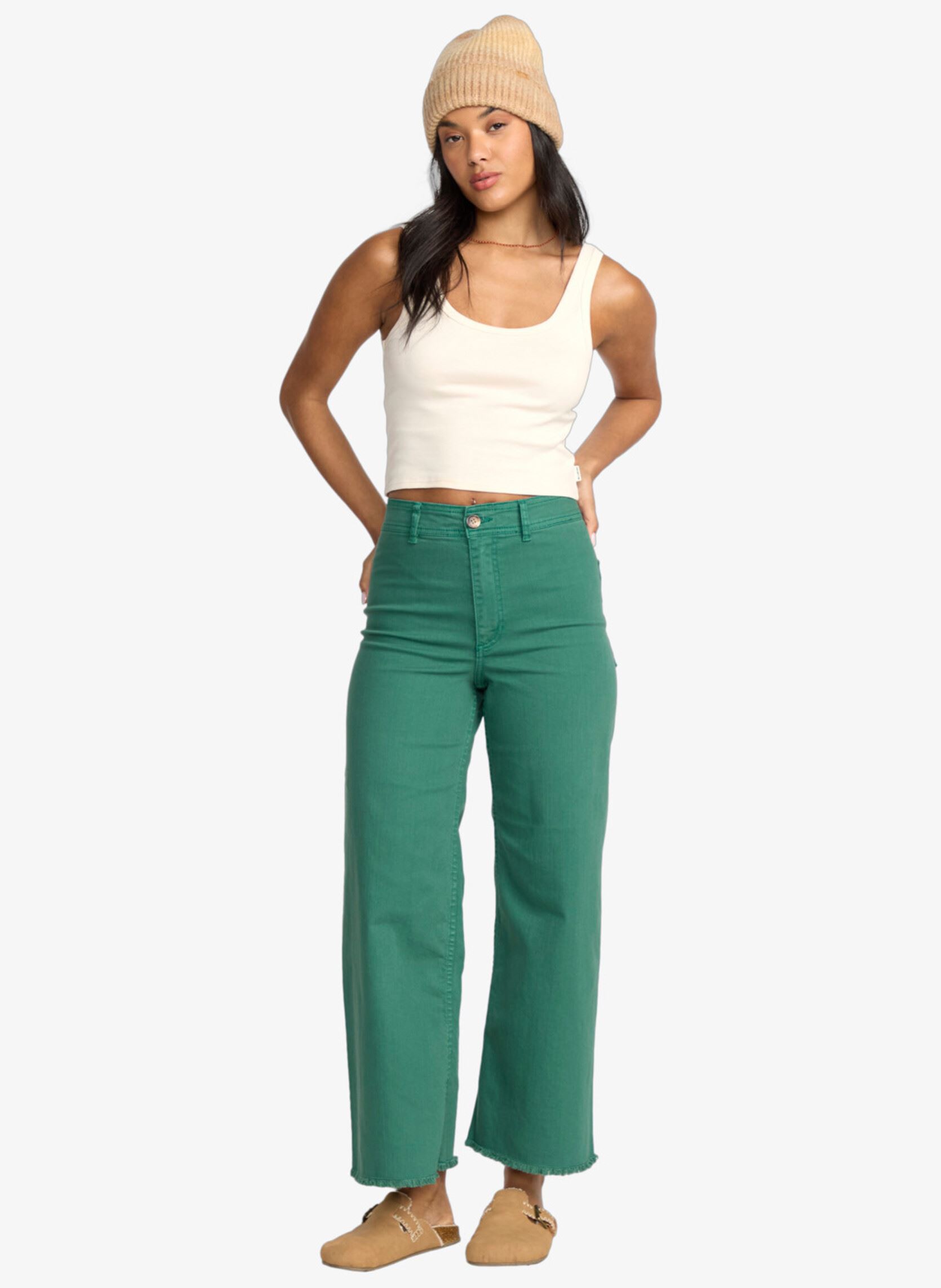 Wijde broeken Free Fall dames groen Billabong Wijde broeken Free Fall dames groen EVERGREEN
