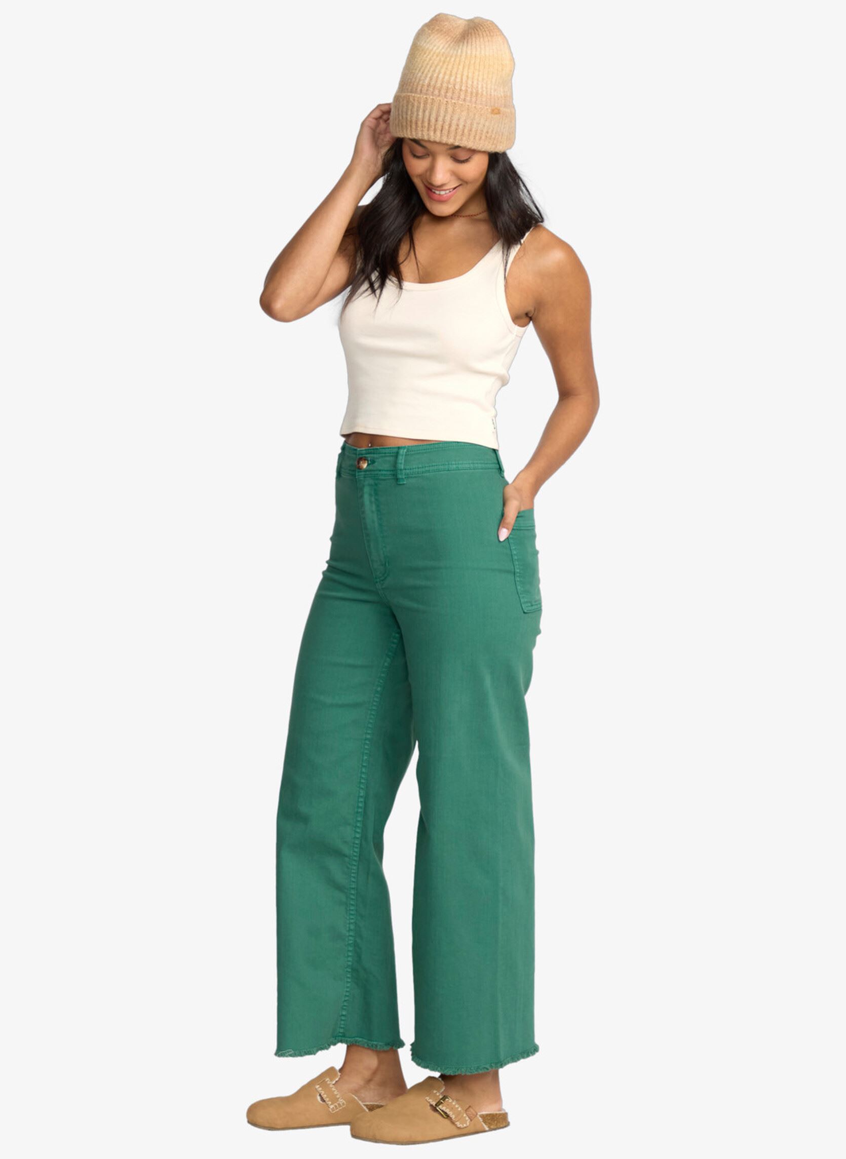 Wijde broeken Free Fall dames groen Billabong Wijde broeken Free Fall dames groen EVERGREEN