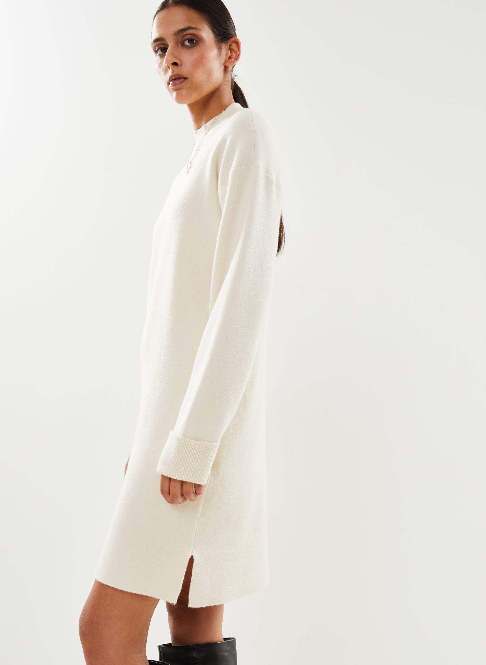 Vestito Donna VERO MODA Vmgoldneedle – Abito In Maglia A Maniche Lunghe Con Scollo Alto – Vestibilità Larga