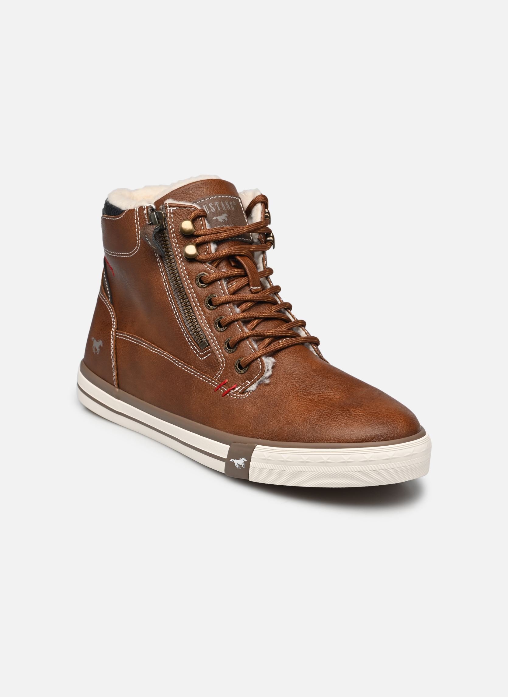 Hoge sneakers Velha F heren bruin Mustang shoes Hoge sneakers Velha F heren bruin COGNAC