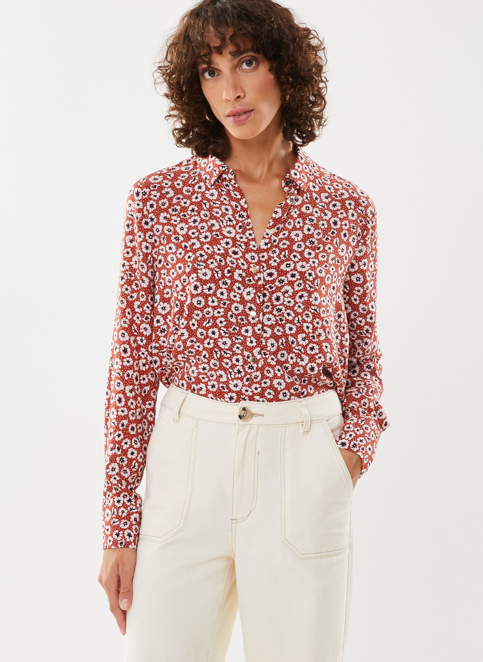 Lange mouw overhemden Vmbana L/S Shirt Wvn Lcs Ga dames rood Vero Moda Lange mouw overhemden Vmbana L/S Shirt Wvn Lcs Ga dames rood Red Ochre