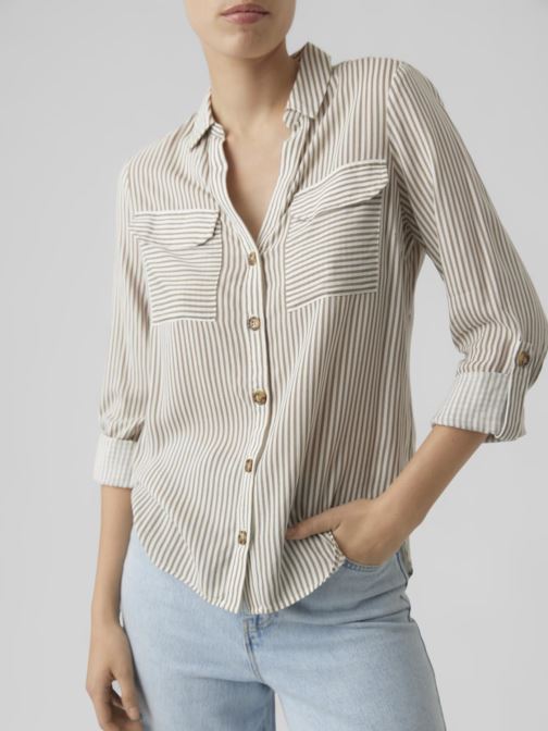 VERO MODA Vmbumpy L/S Shirt New Wvn Ga Noos – Camicia A Maniche Lunghe Donna, Danese - 3