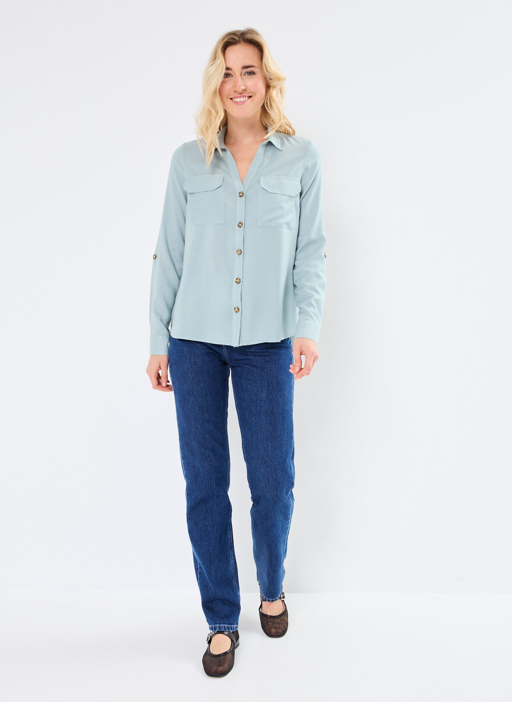 Chemises manches longues Vmbumpy L/S Shirt New Wvn Ga Noos femme gris Vero Moda Chemises manches longues Vmbumpy L/S Shirt New Wvn Ga Noos femme gris GRAY MIST