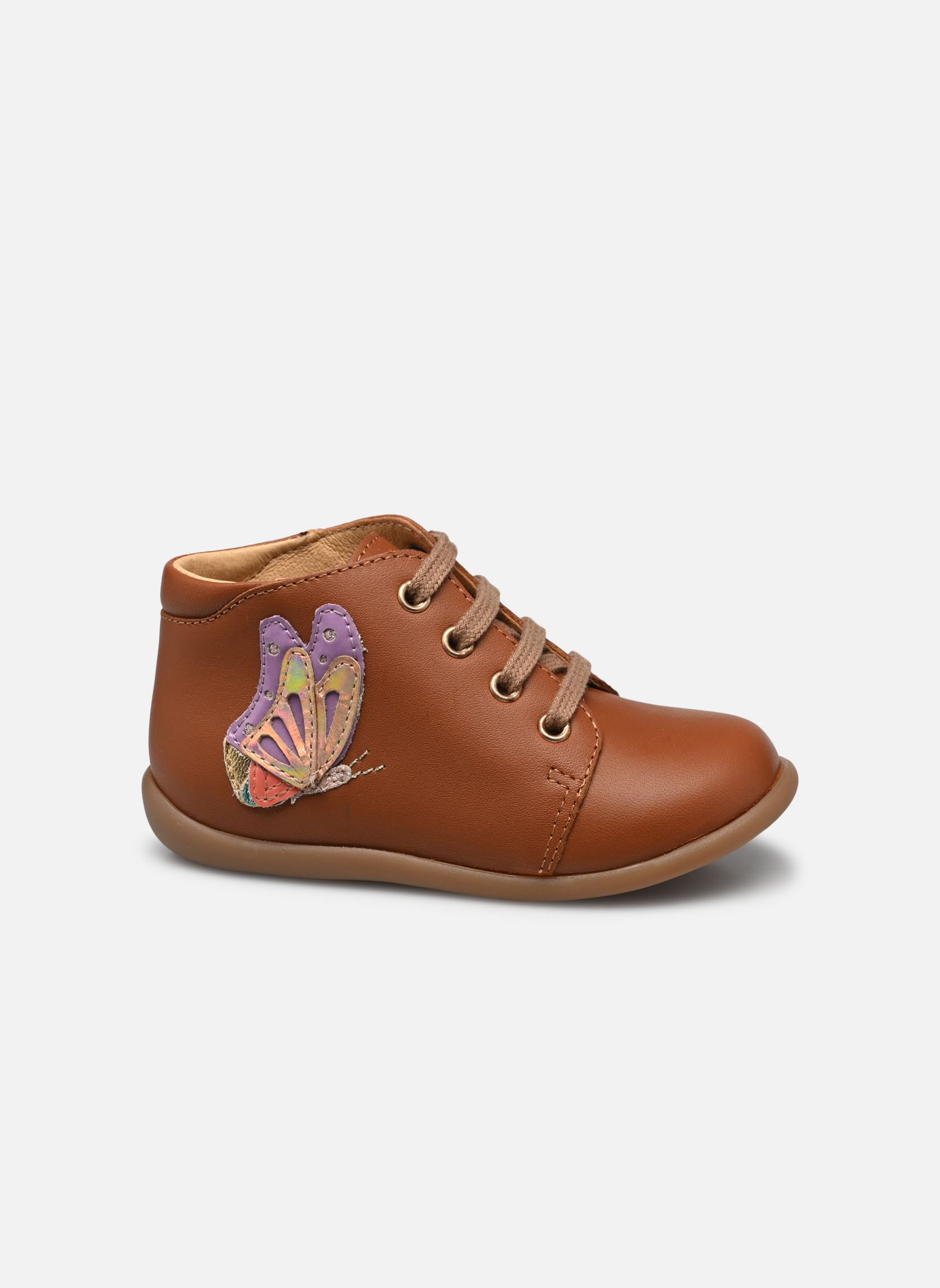 Bottines STAND-UP FLY fille marron Pom d Api Bottines STAND-UP FLY fille marron CAMEL-OR -TULIPE