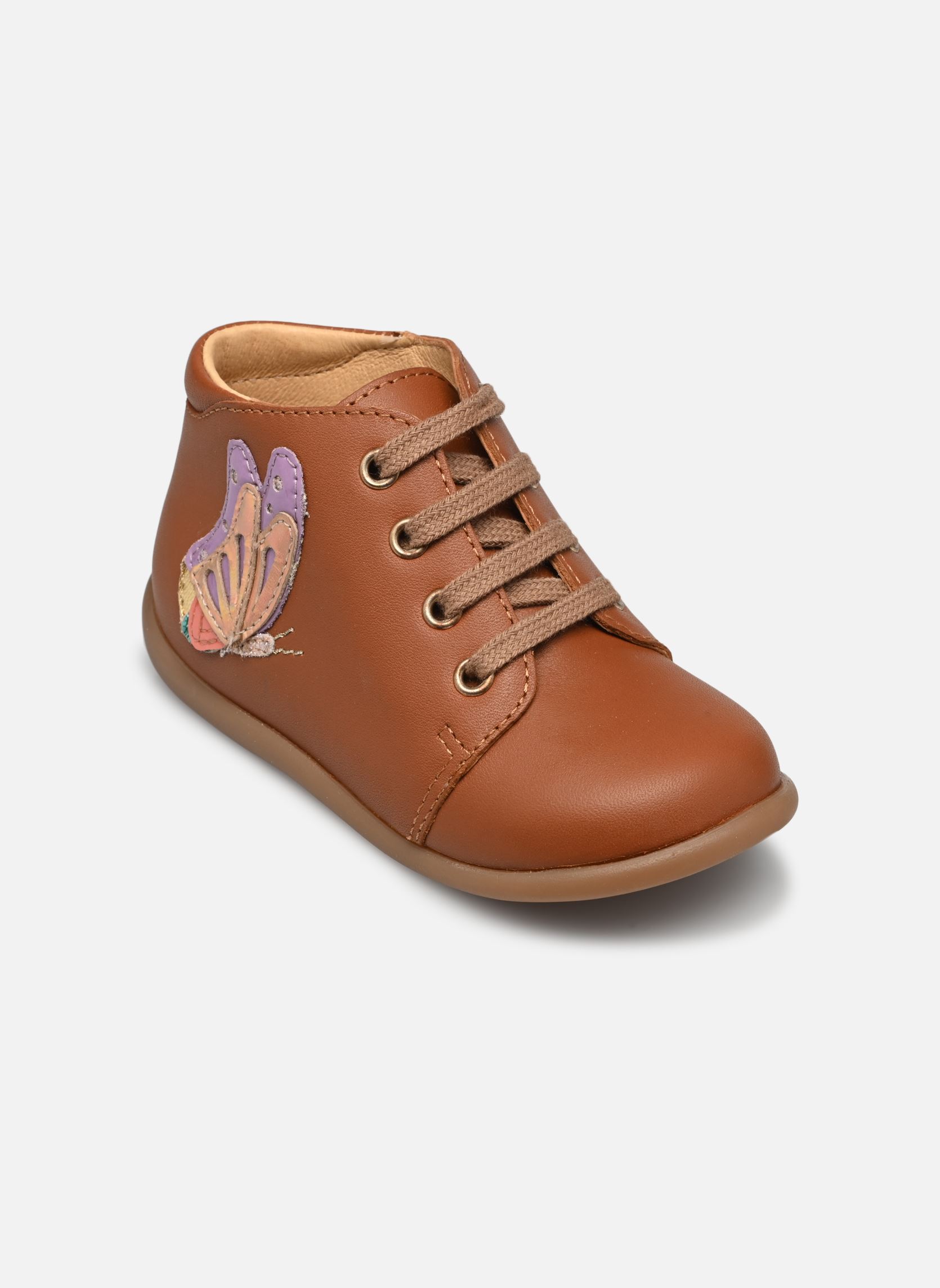 Bottines STAND-UP FLY fille marron Pom d Api Bottines STAND-UP FLY fille marron CAMEL-OR -TULIPE