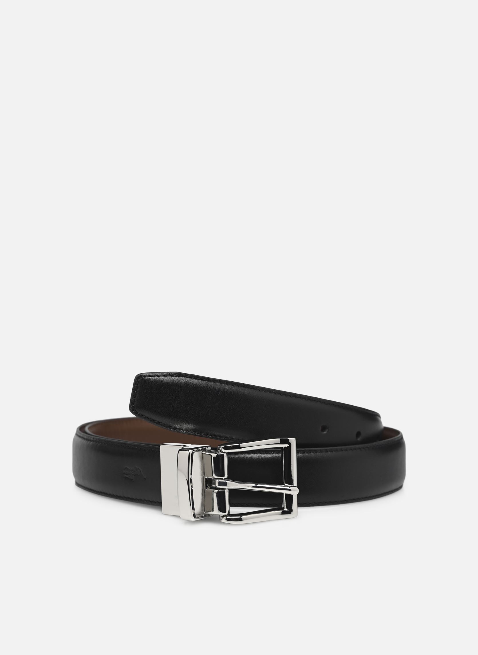 Ceinture uni réversible cuir boucle métal