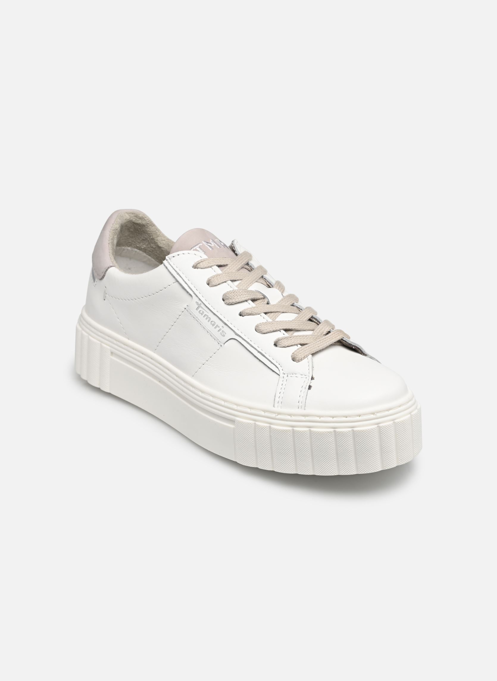 Baskets compensées 23738-41 femme blanc Tamaris Baskets compensées 23738-41 femme blanc WHITE LEATHER