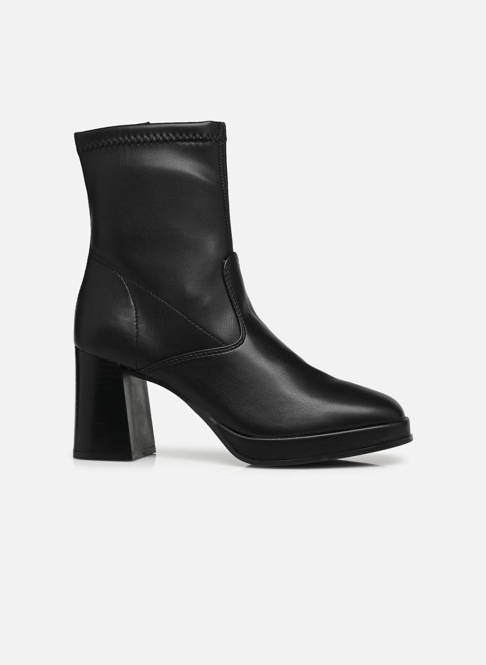 Tamaris Dames Boot Heel 1-25379-45 enkellaarsjes, zwart leer, 40 EU, zwart leder, 40 EU