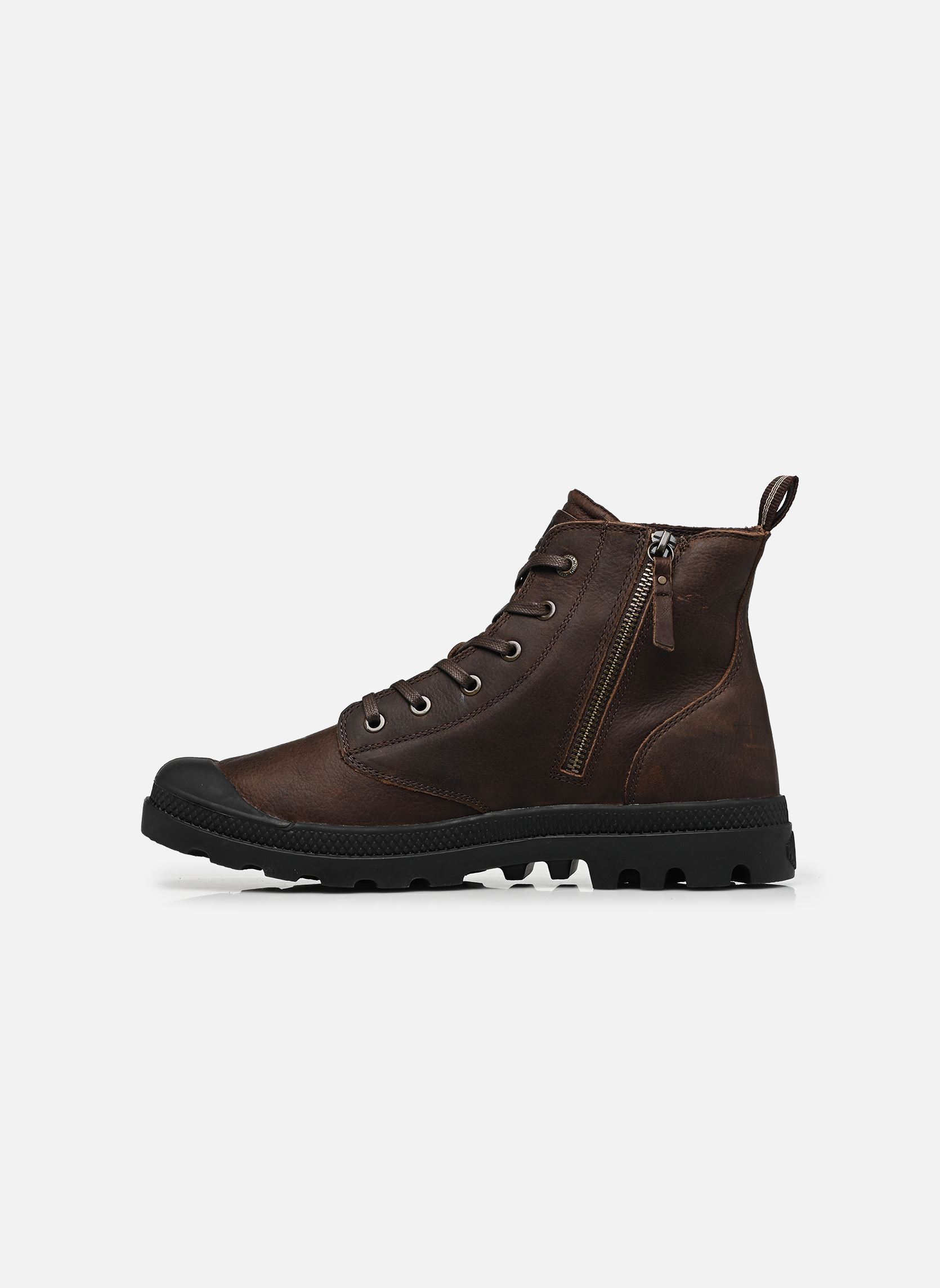 Baskets toile PAMPA ZIP LEATHER W homme marron Palladium Baskets toile PAMPA ZIP LEATHER W homme marron BISON