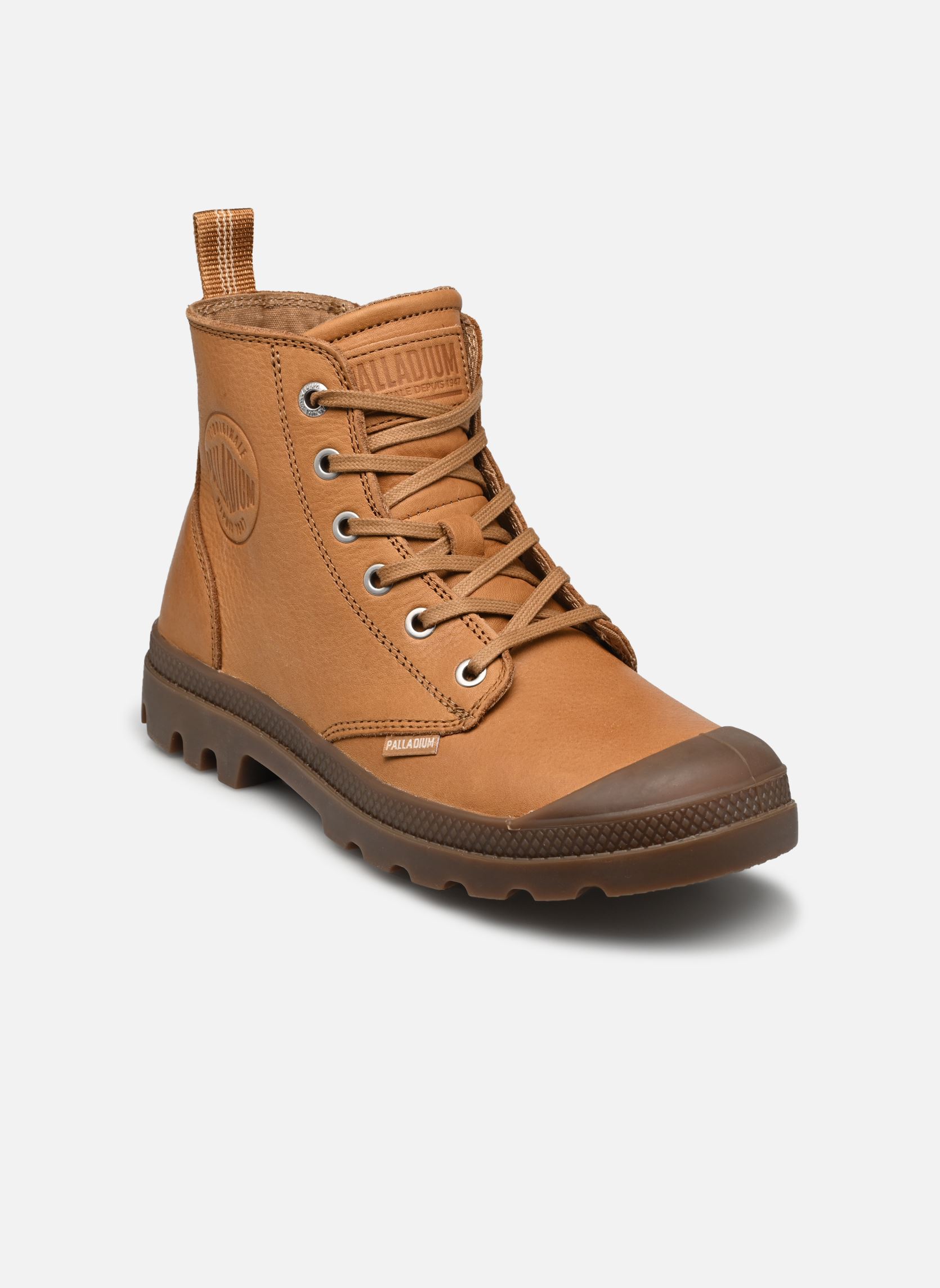 Baskets toile PAMPA ZIP LEATHER W femme marron Palladium Baskets toile PAMPA ZIP LEATHER W femme marron DEAR BROWN