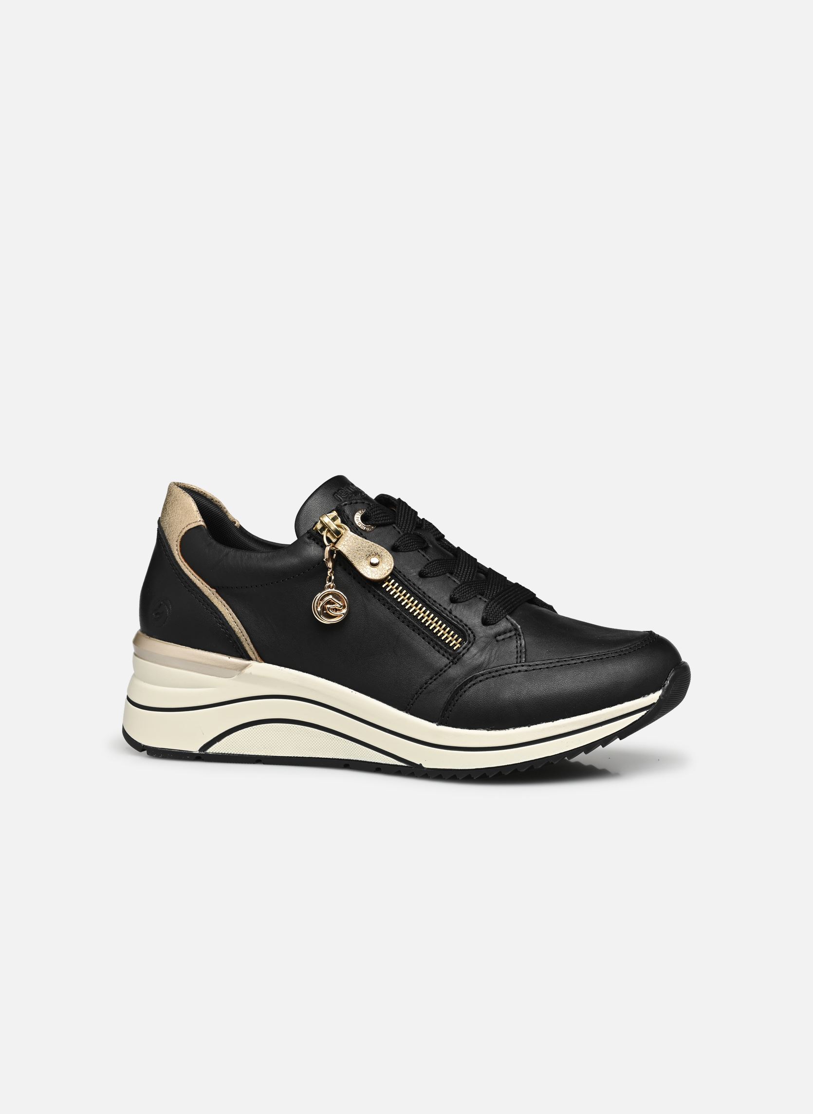 Sleehak sneakers D0T03 dames zwart Remonte Sleehak sneakers D0T03 dames zwart SCHWARZ/GINGER-GOLD/SCHWARZ