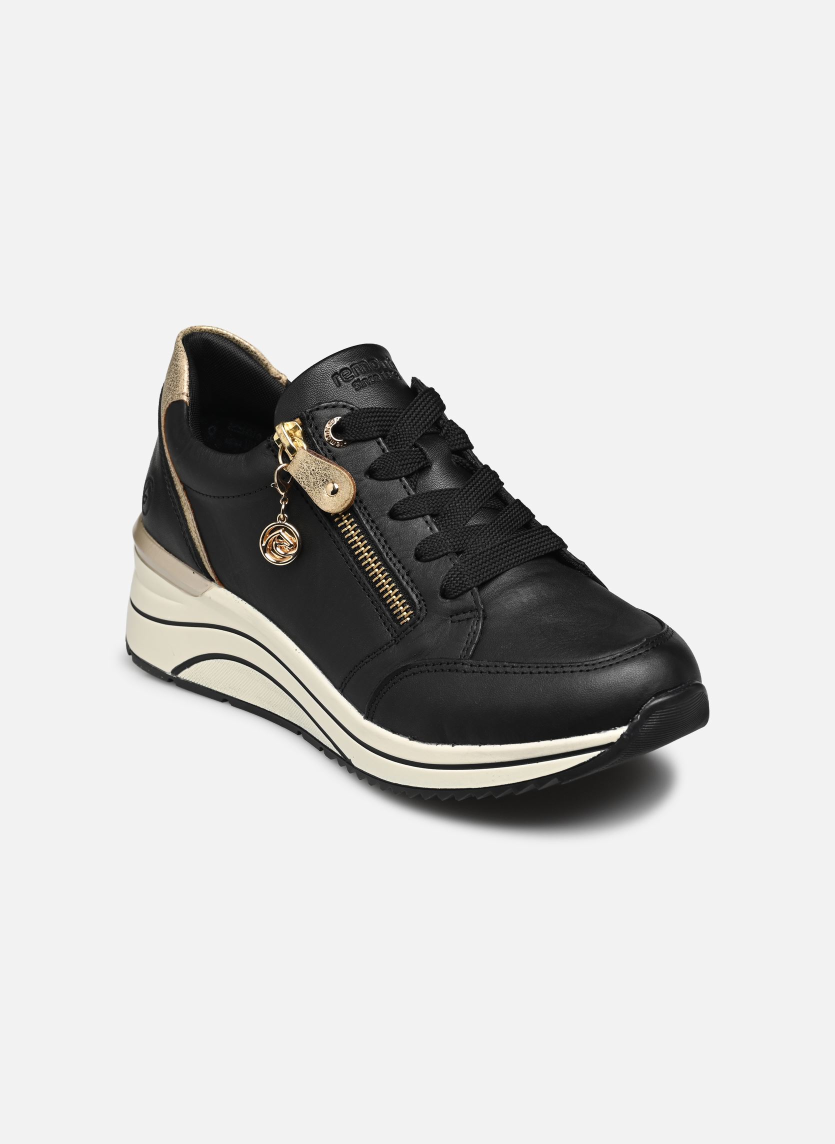 Sleehak sneakers D0T03 dames zwart Remonte Sleehak sneakers D0T03 dames zwart SCHWARZ/GINGER-GOLD/SCHWARZ
