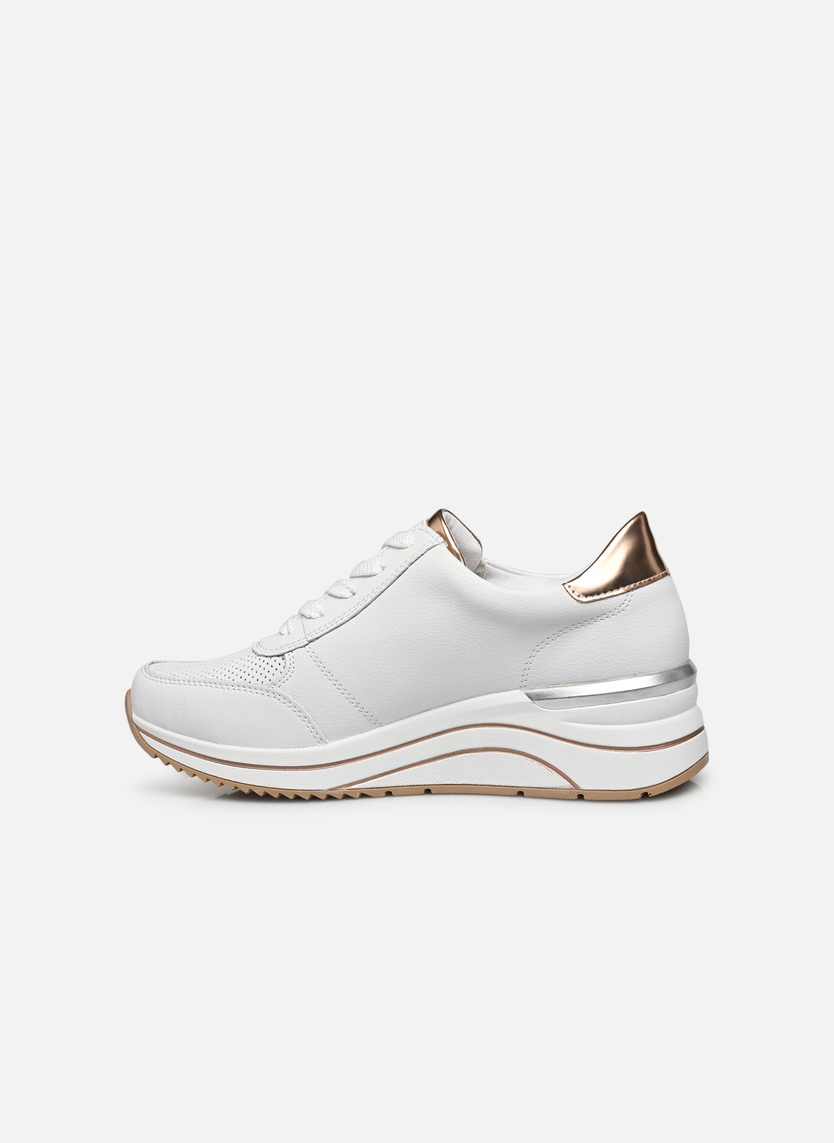 Baskets compensées D0T03 femme blanc Remonte Baskets compensées D0T03 femme blanc WEISS/WEISS/KUPFER